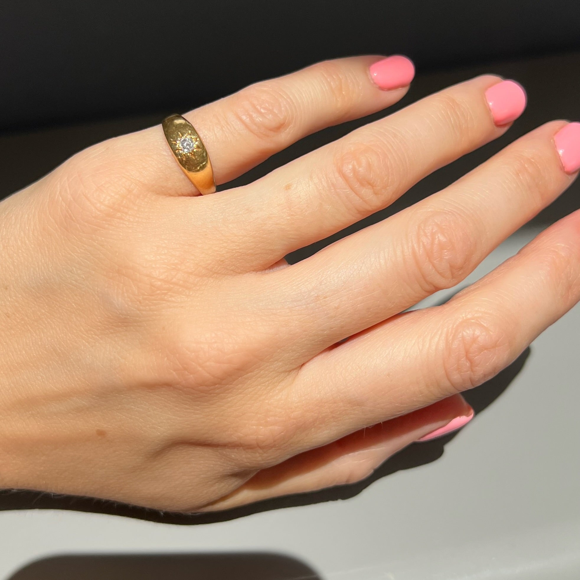 Old Cut Diamond Starburst Pinky Ring