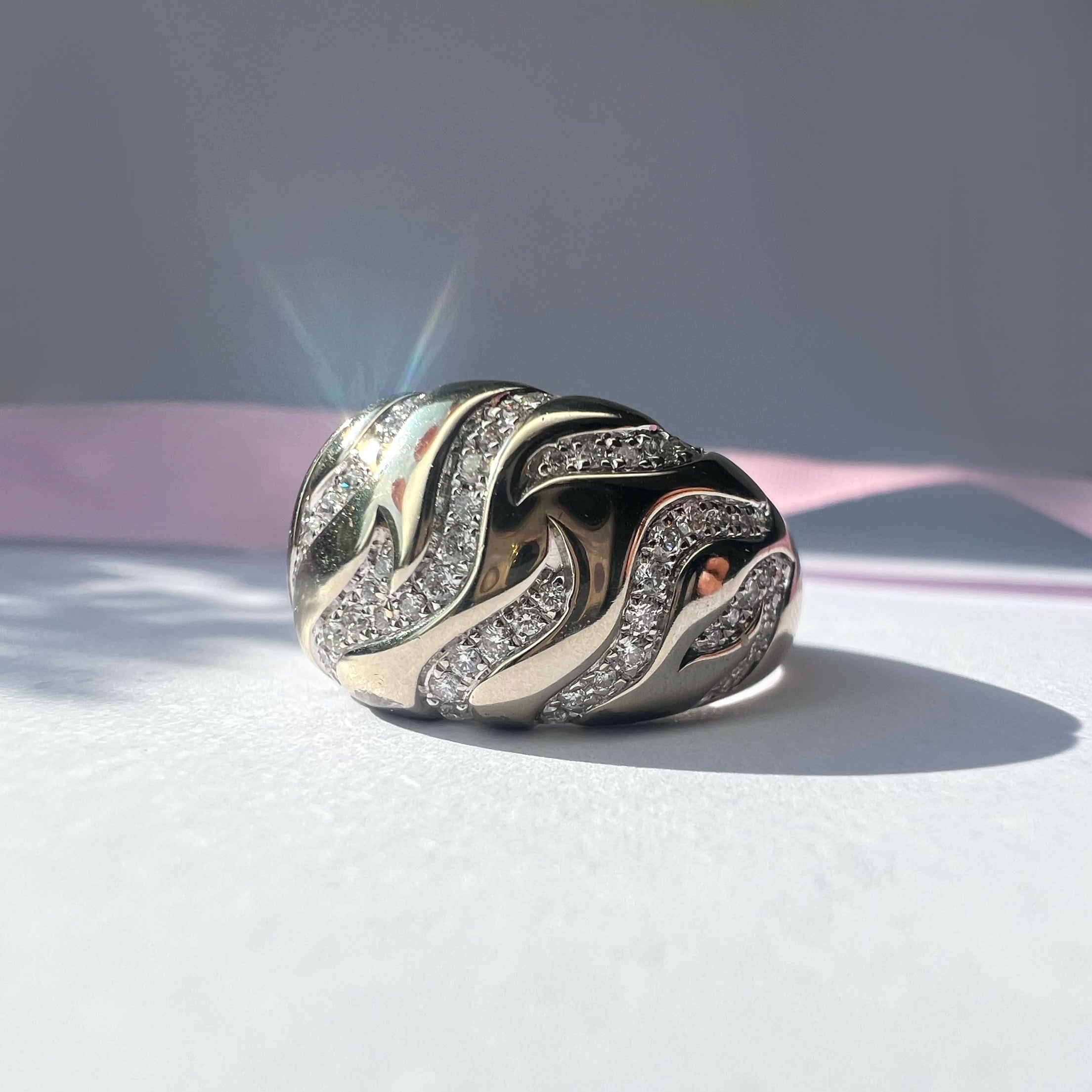 White Gold 0.70ct Diamond Bombe Ring