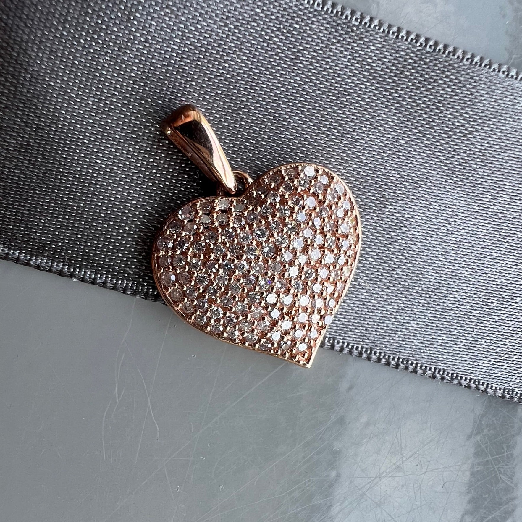 Rose Gold Pave Heart Pendant
