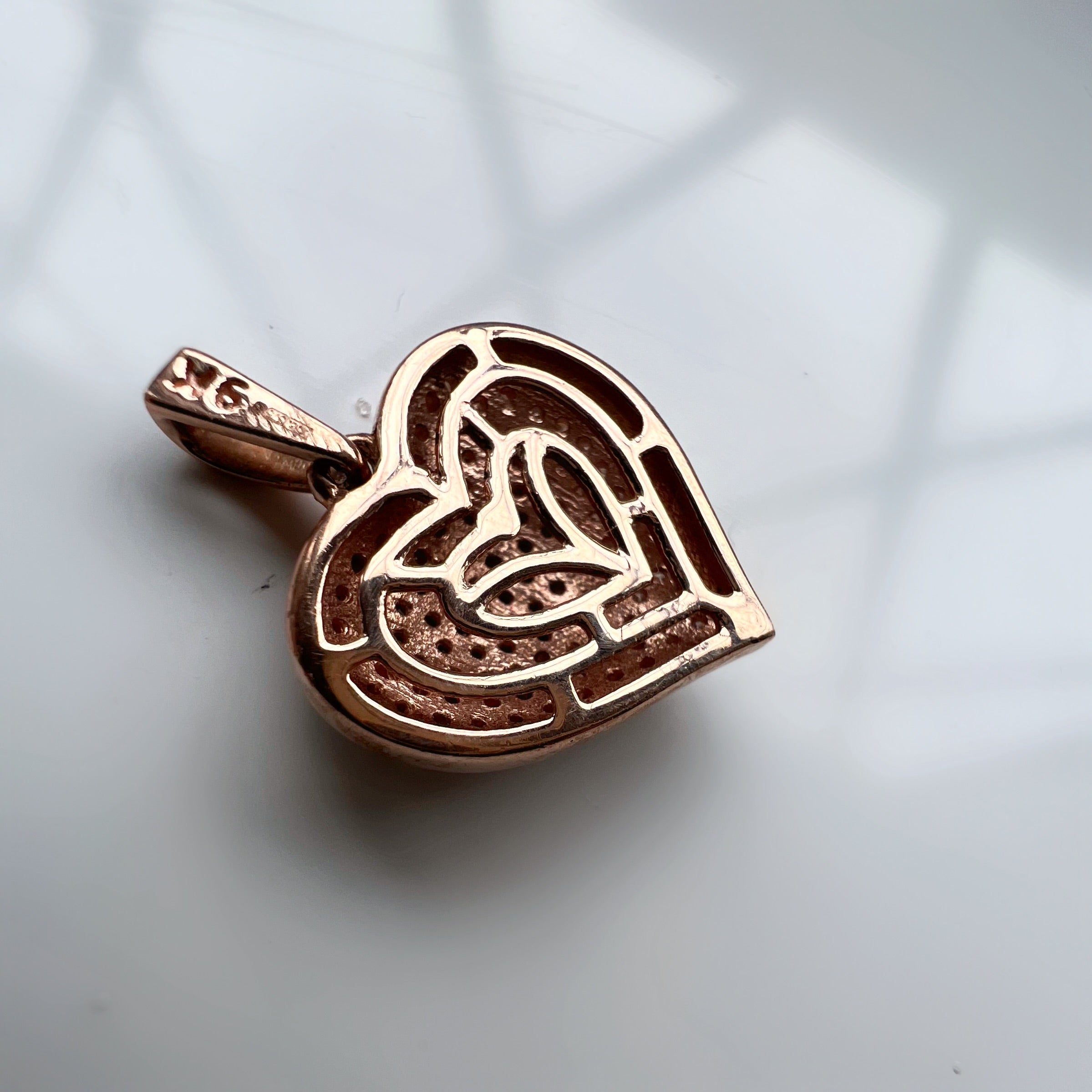 Rose Gold Pave Heart Pendant