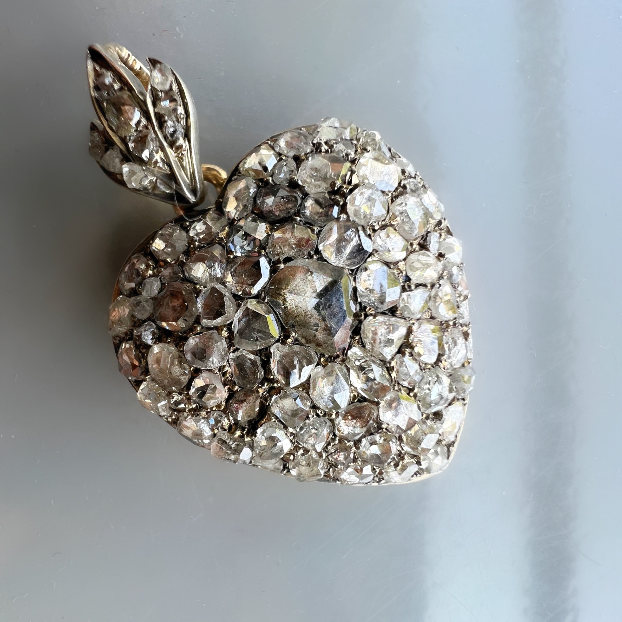 Antique Rose Cut Diamond Love Heart Pendant
