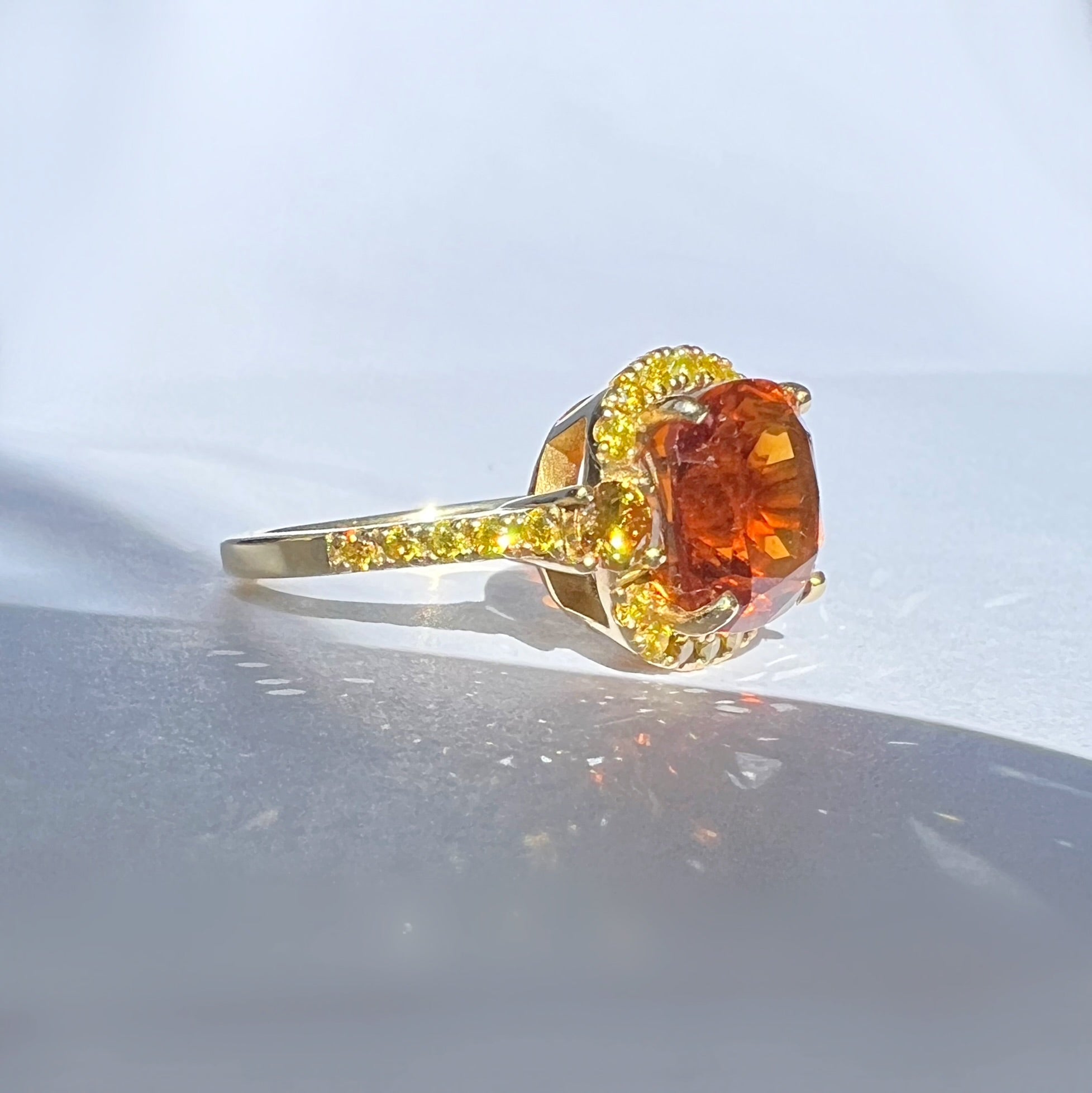 Yellow Diamond and Madeira Citrine Cocktail Ring