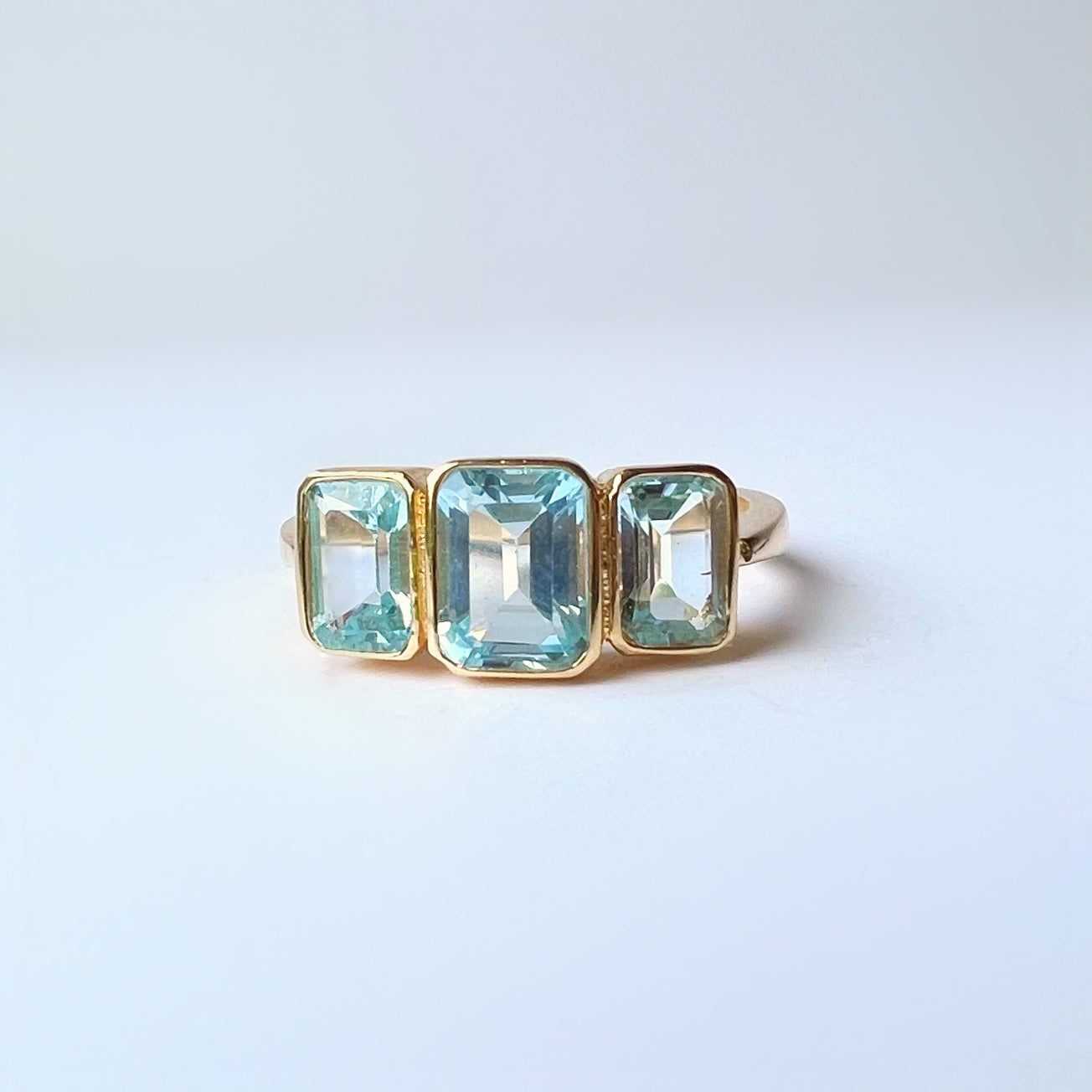 Blue Topaz 3 Stone Ring