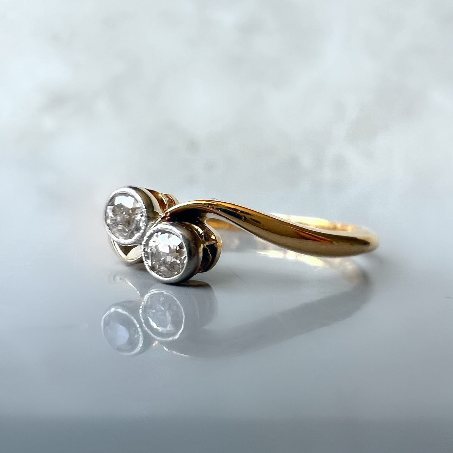 Diamond Toi et Moi Bezel Set Ring