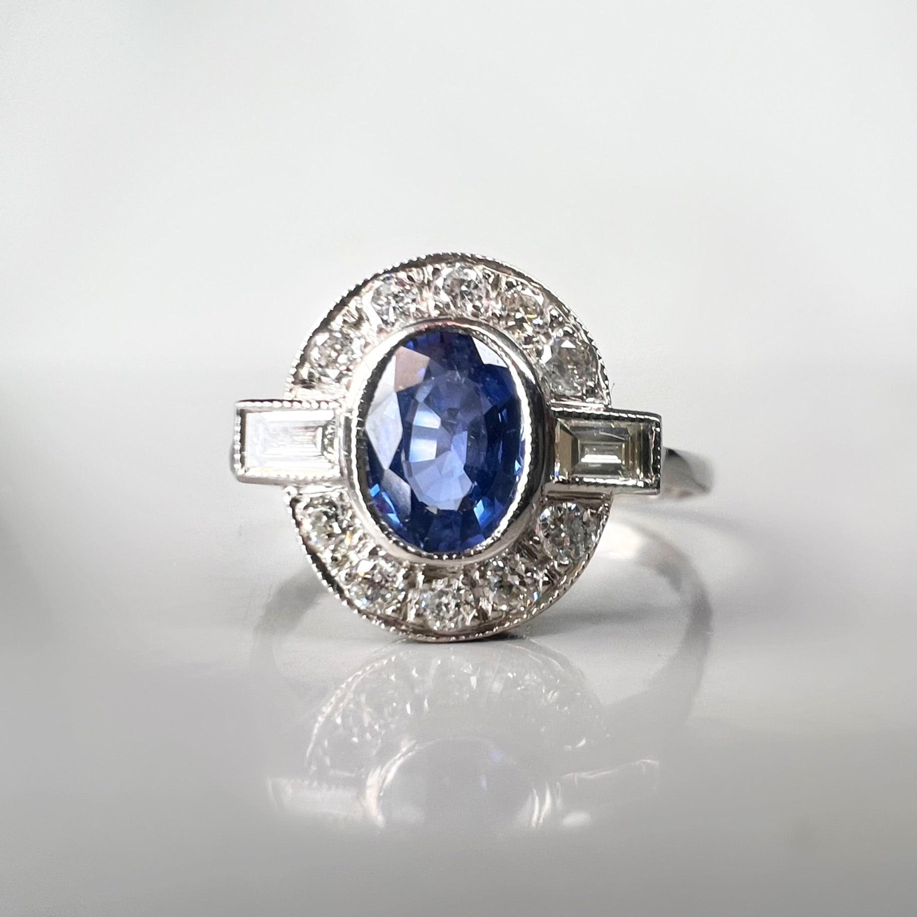 Sapphire and Diamond Art Deco Style Ring