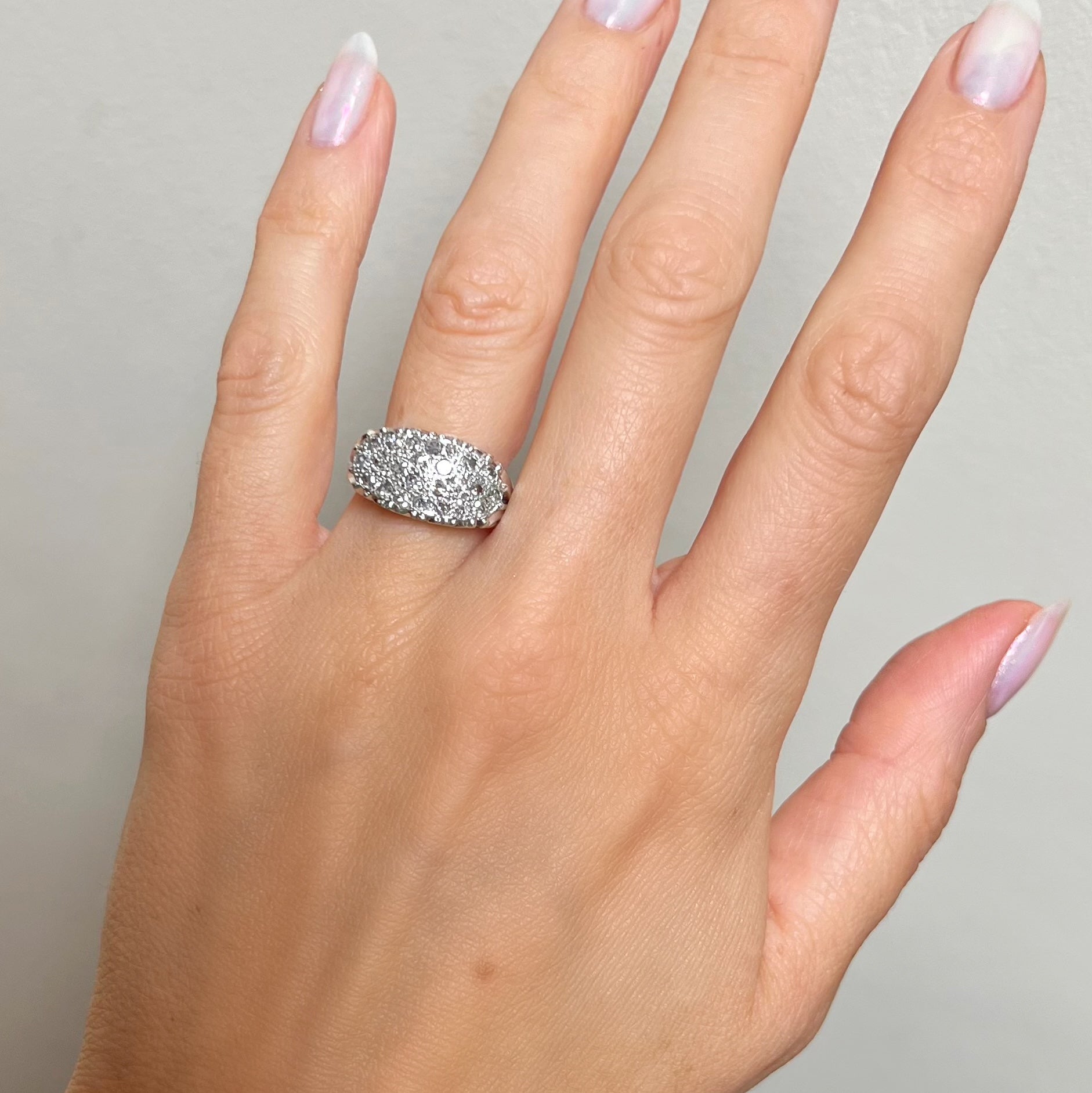 Vintage 4 Row Diamond Cluster Ring