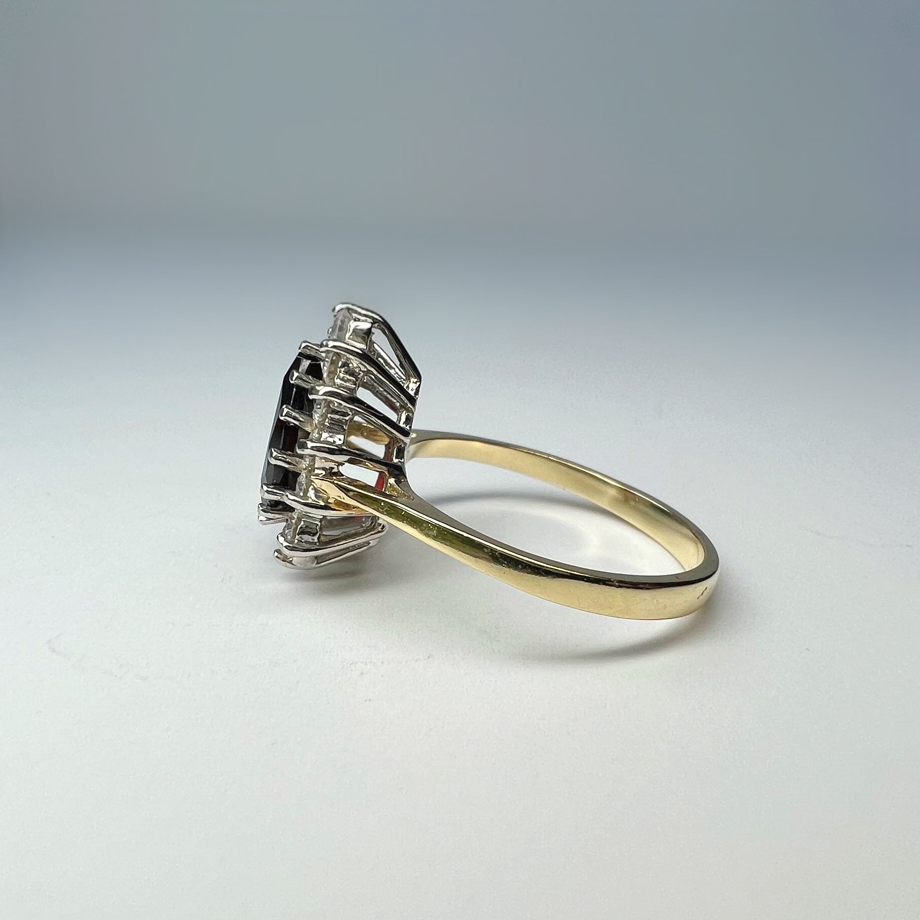 Garnet and Diamond Pear Shaped Ring