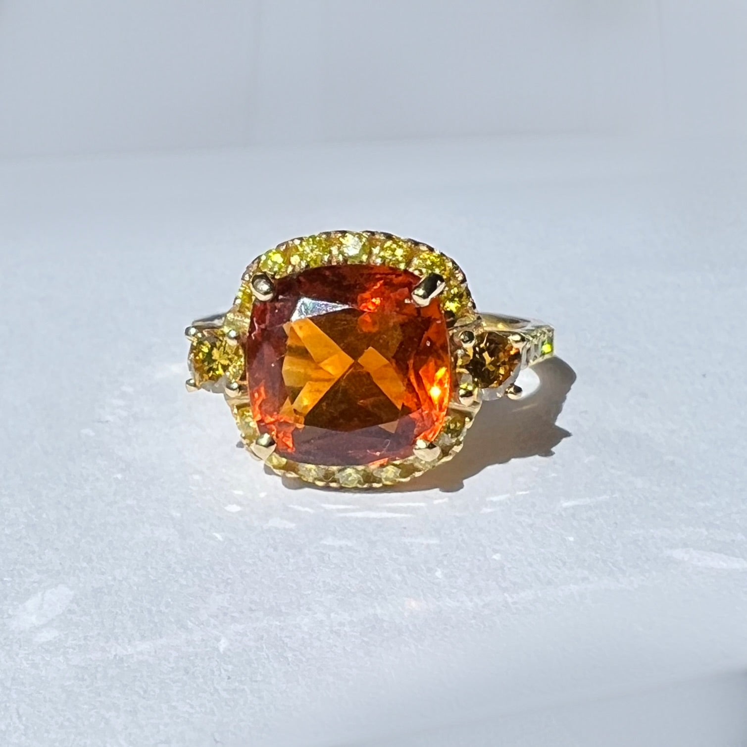 Yellow Diamond and Madeira Citrine Cocktail Ring
