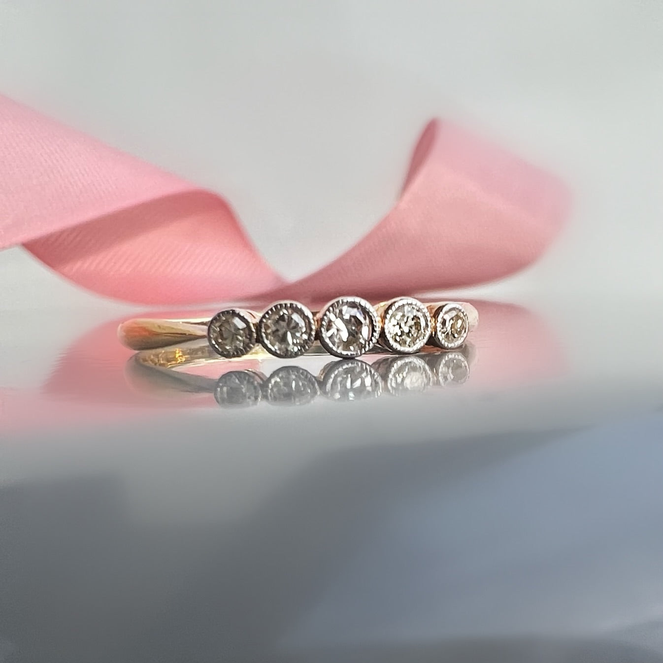 Antique 5 Stone Bezel Set Diamond Ring, 0.20ct