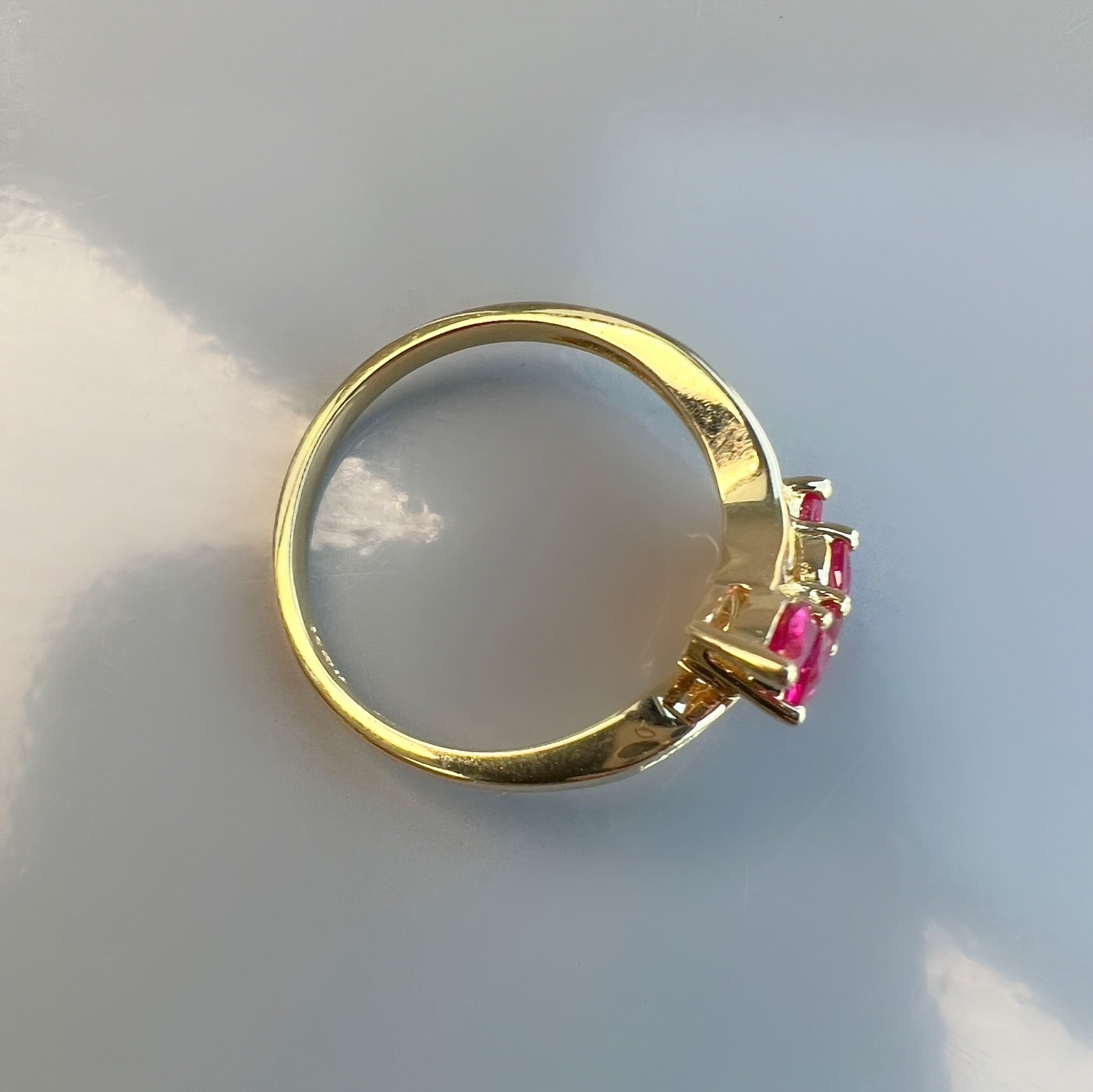 Floral Style Ruby and Diamond 18ct Gold Ring