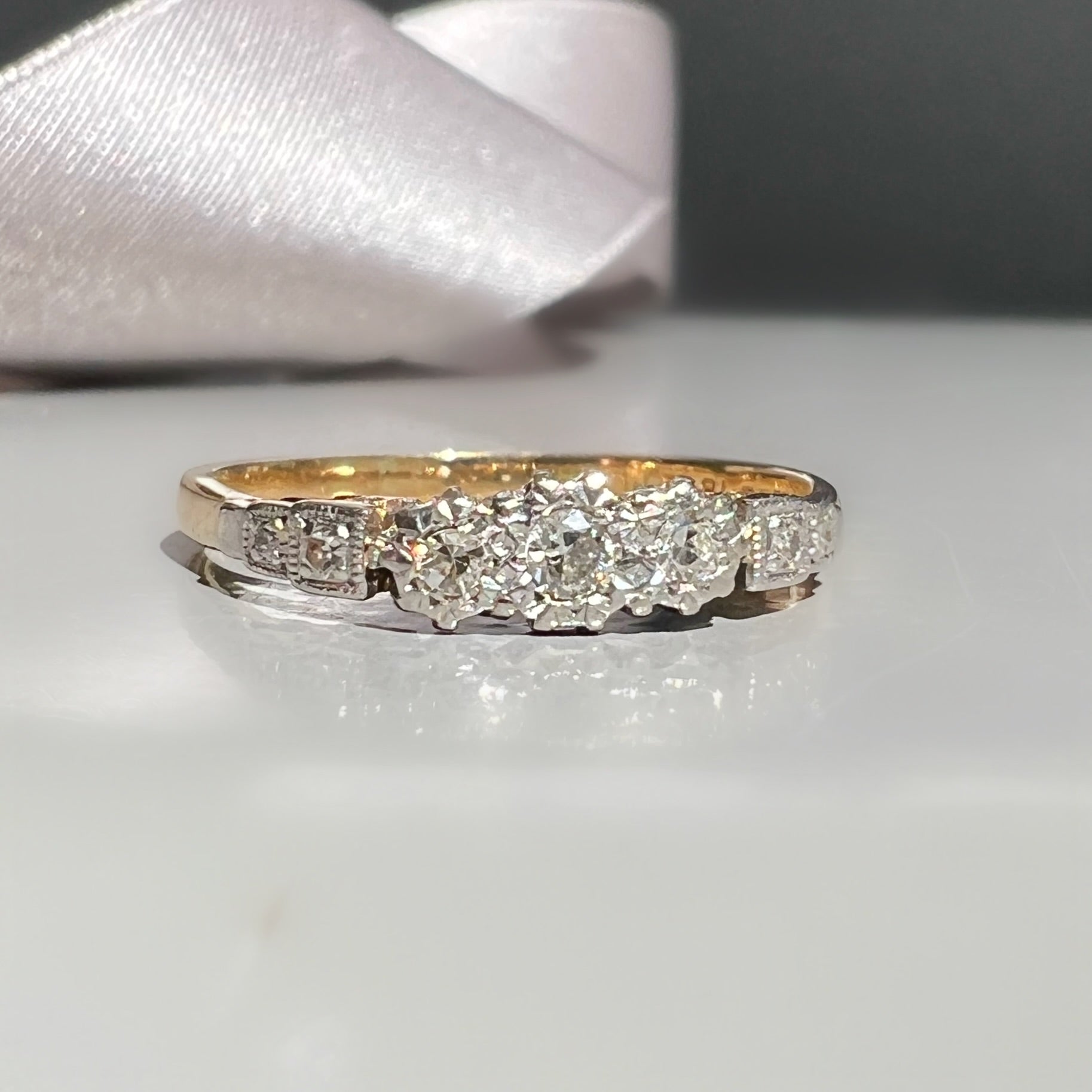 Antique Diamond Ring with Ornate Shoulders