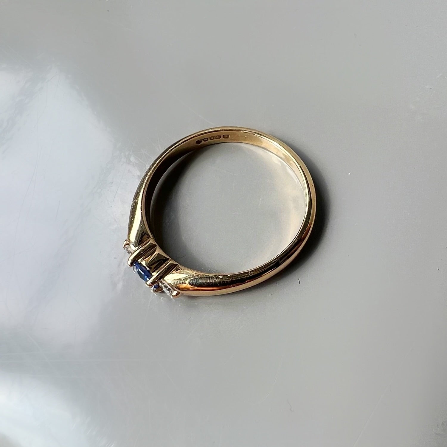 Vintage Sapphire and Diamond 9ct Gold Band Ring