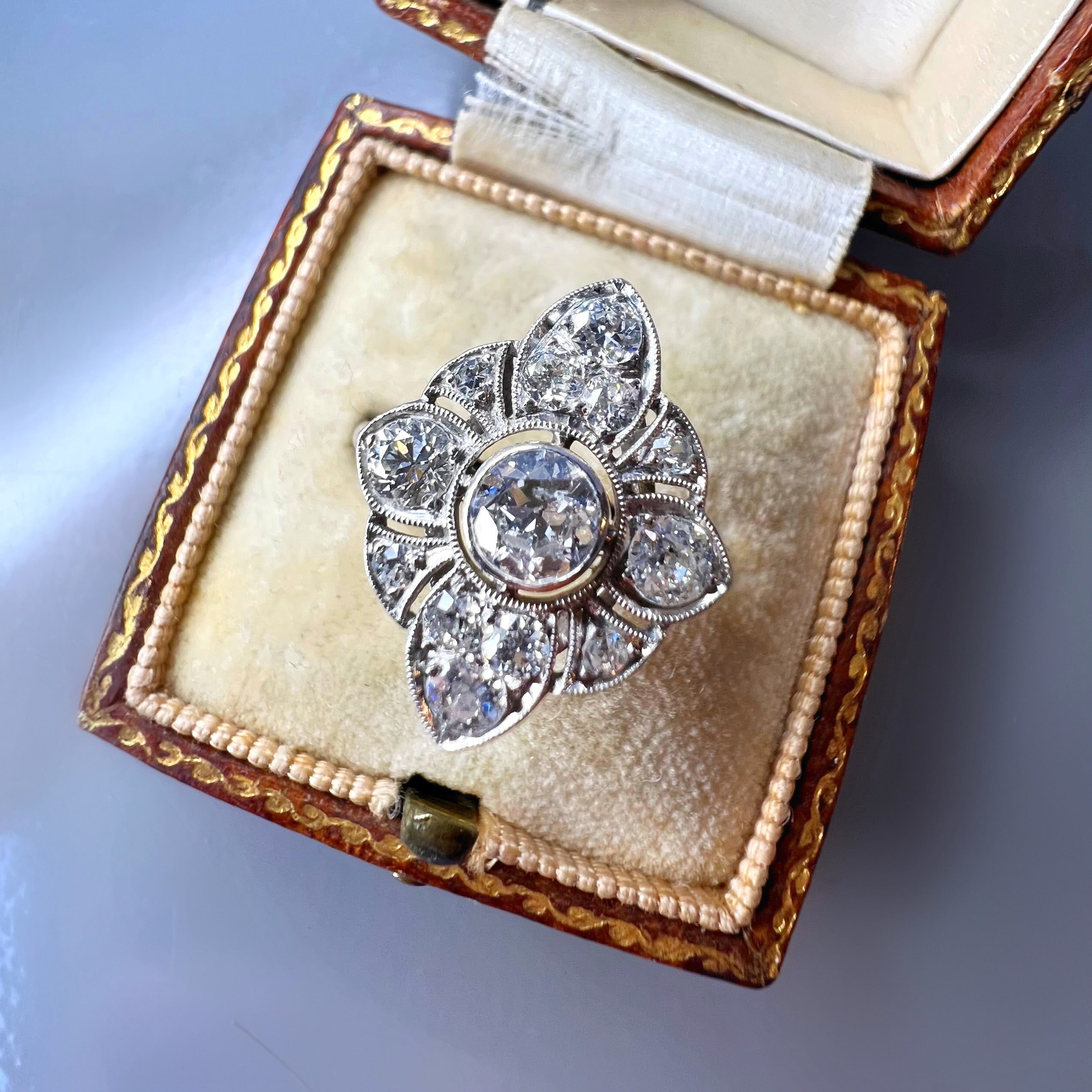 Antique Edwardian Diamond Floral Ring