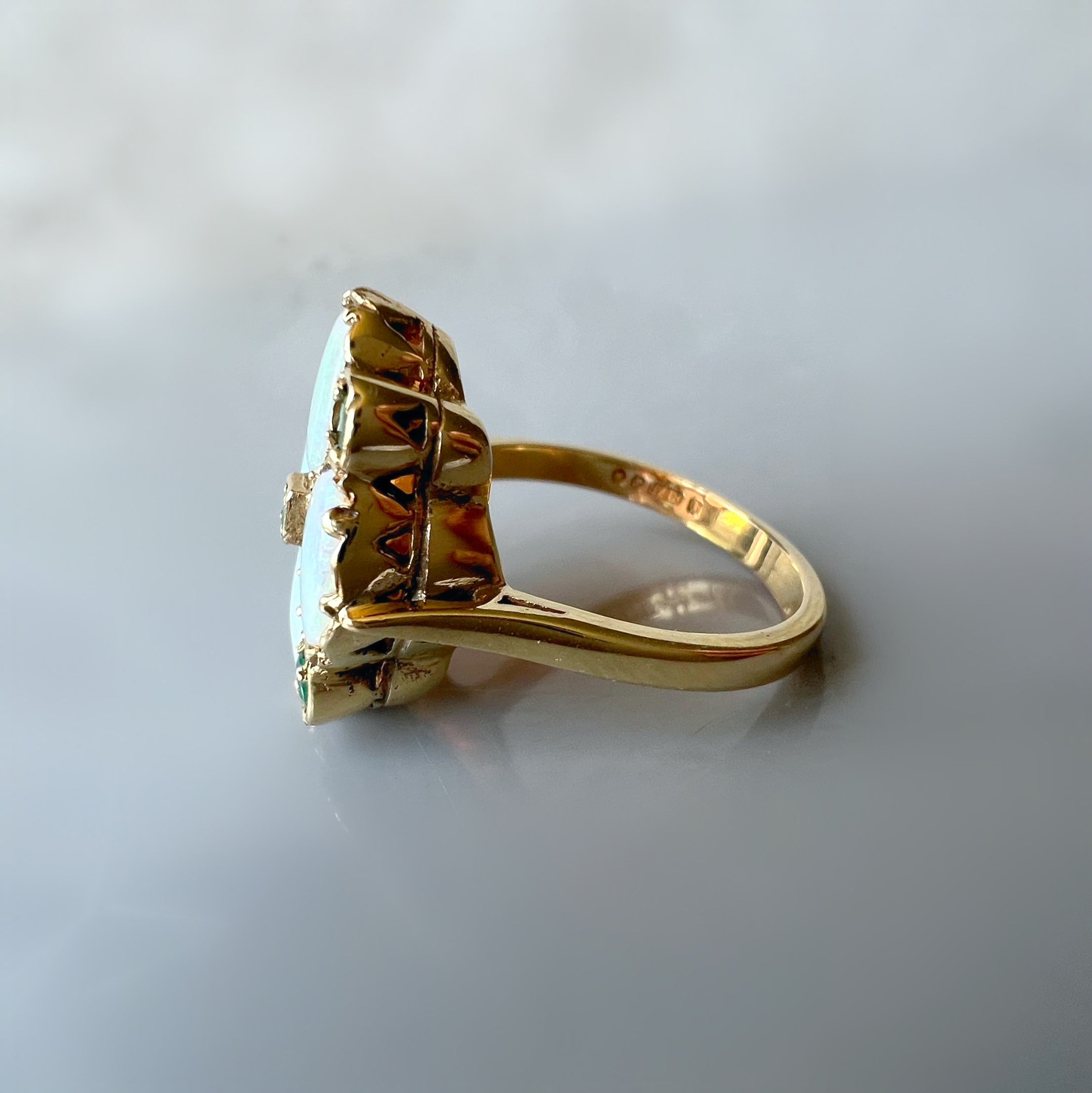Vintage Opal and Emerald Dress Ring from 1973