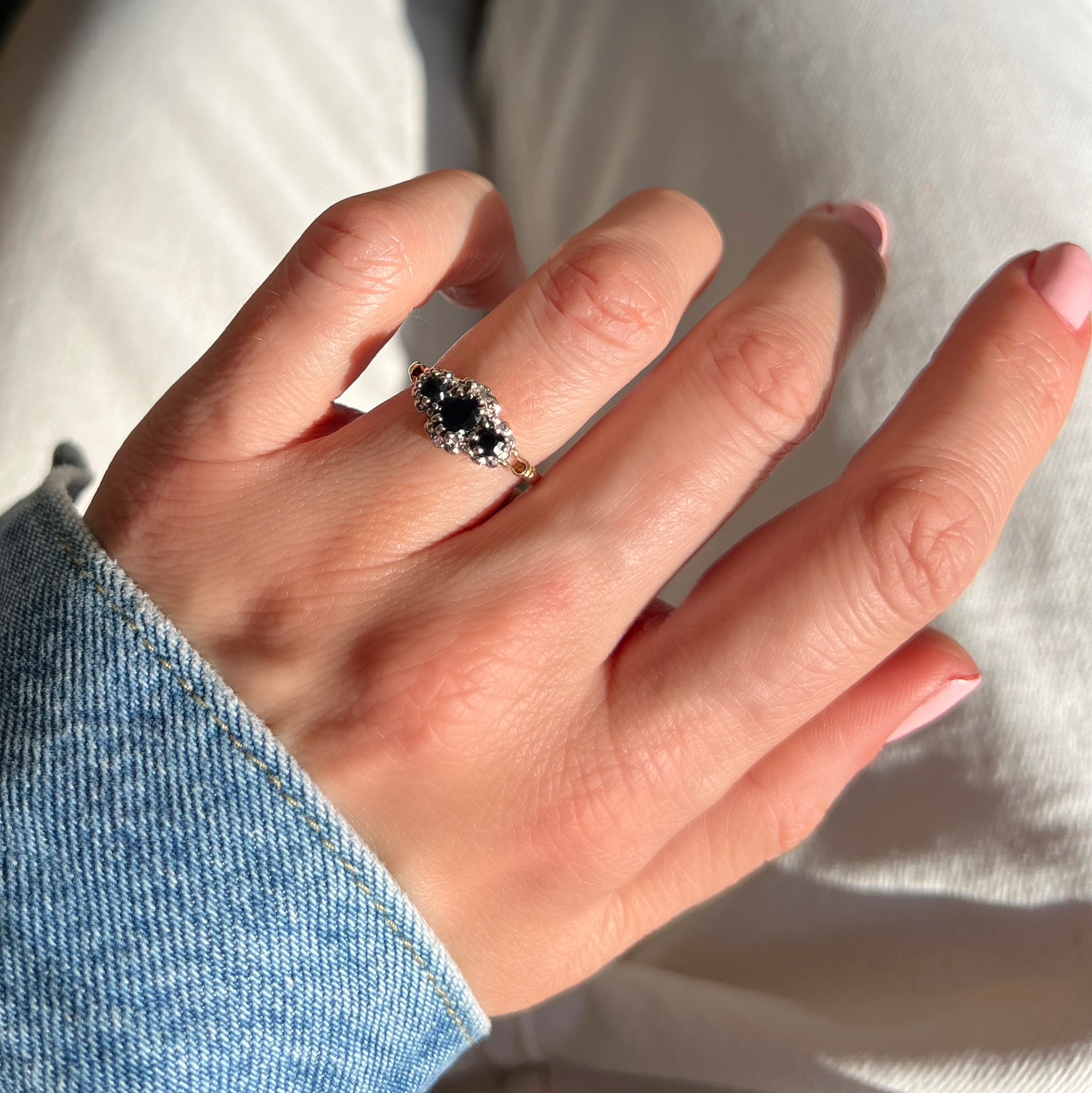 3 Stone Sapphire and Diamond Ring