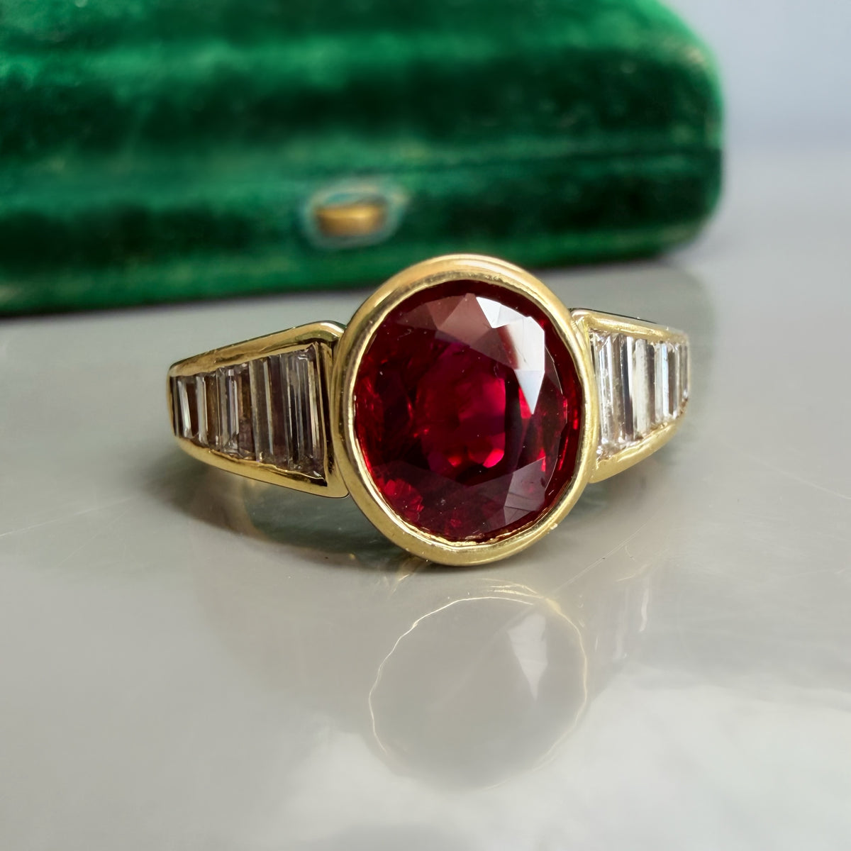 2.00ct Unheated Ruby and Diamond Vintage Ring