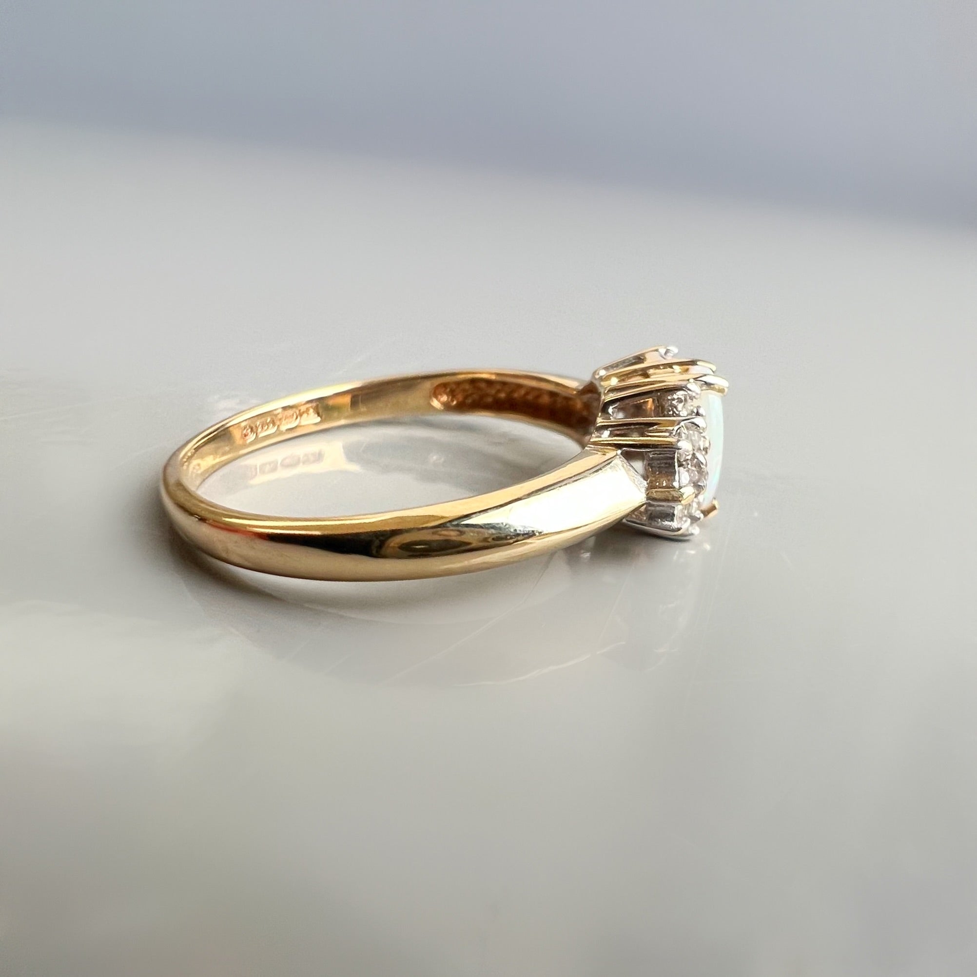 Vintage Opal and Diamond Ring