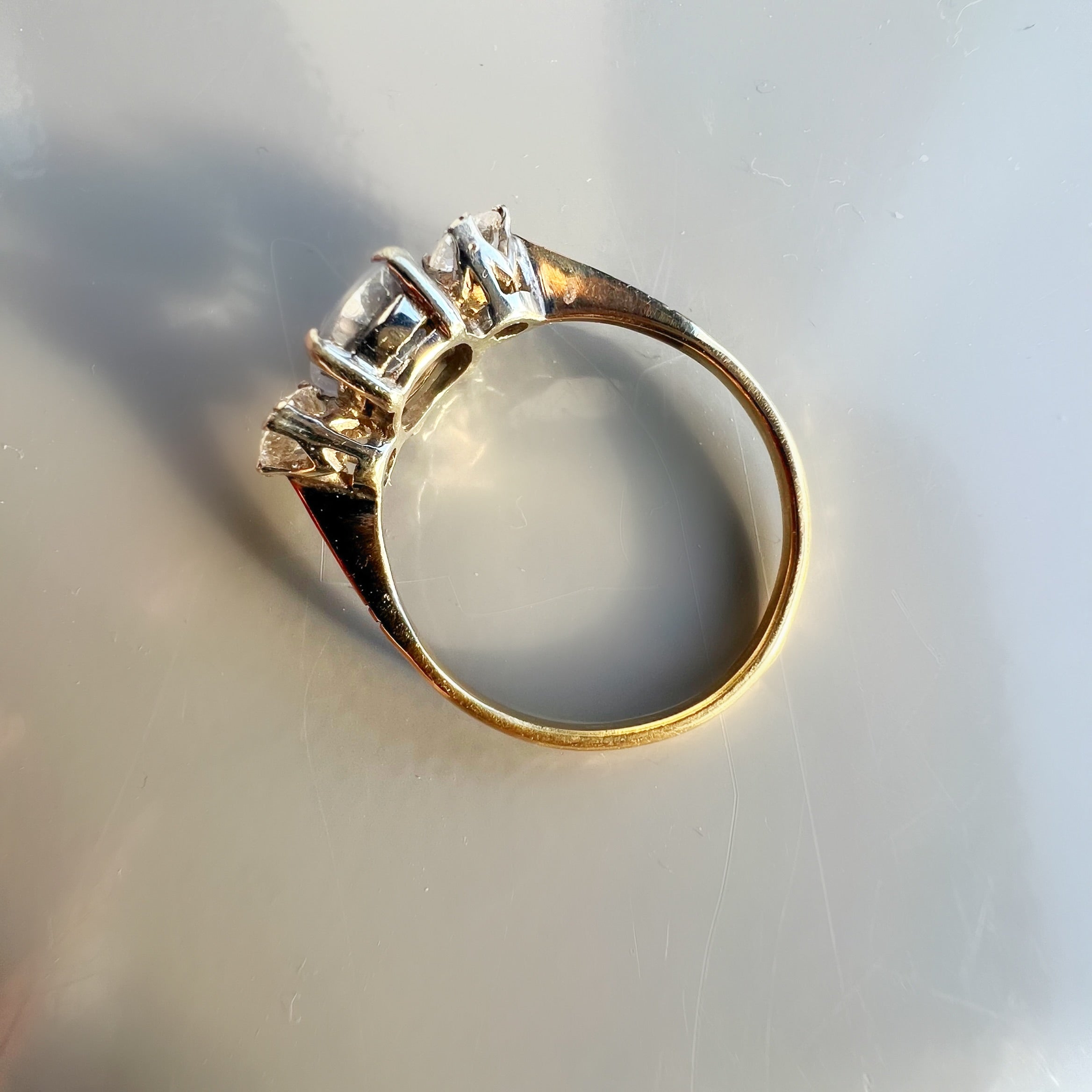 Vintage Pale Blue 1.80ct Sapphire and Diamond Trilogy Ring