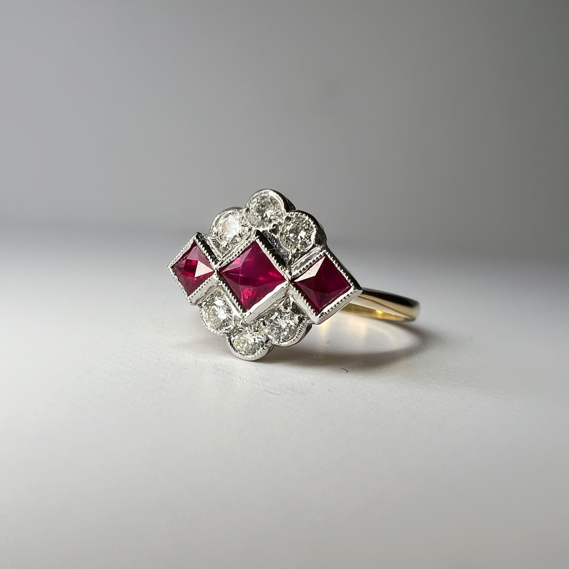 Ruby and Diamond Art Deco Style Ring