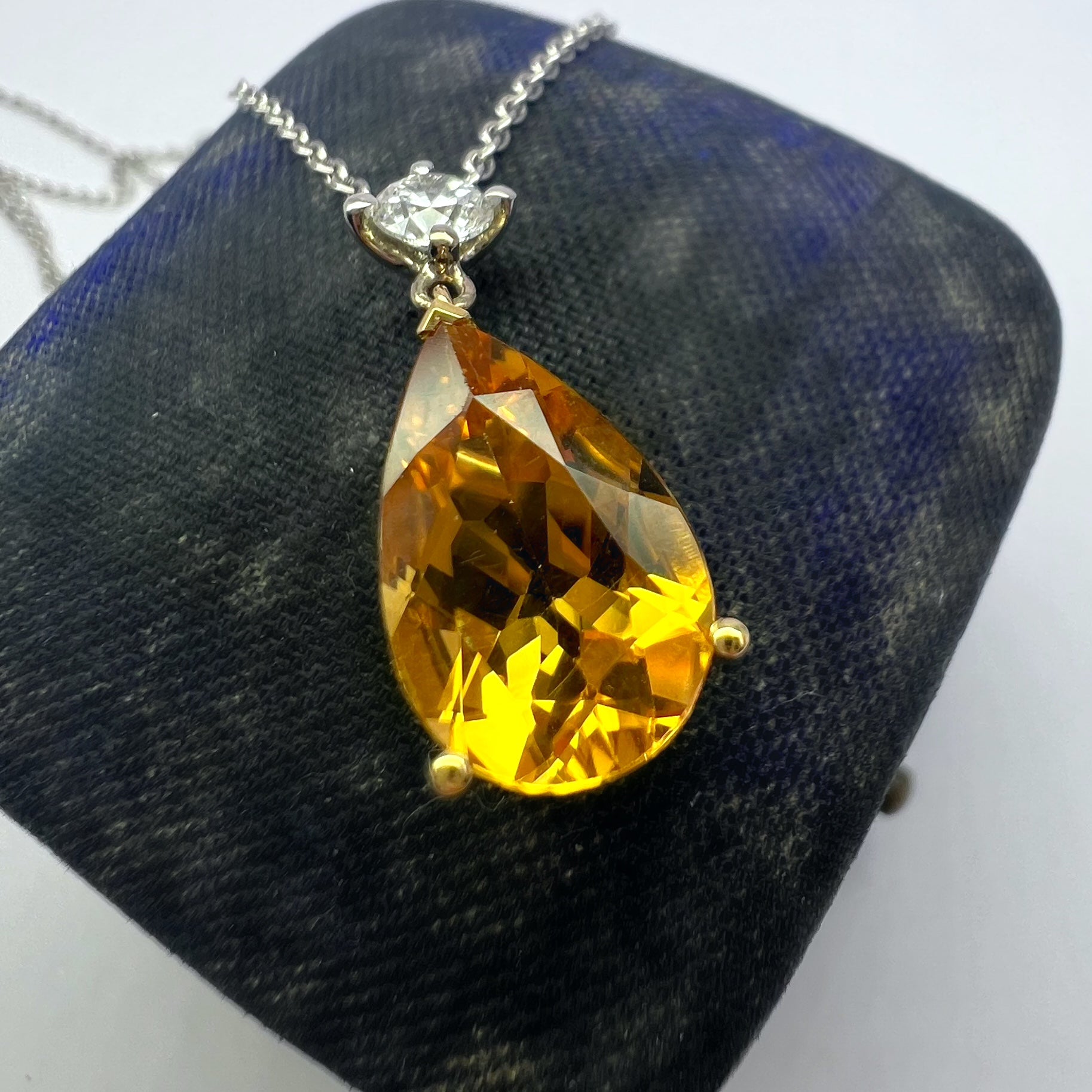 Vintage Citrine and Diamond Pear Drop Pendant