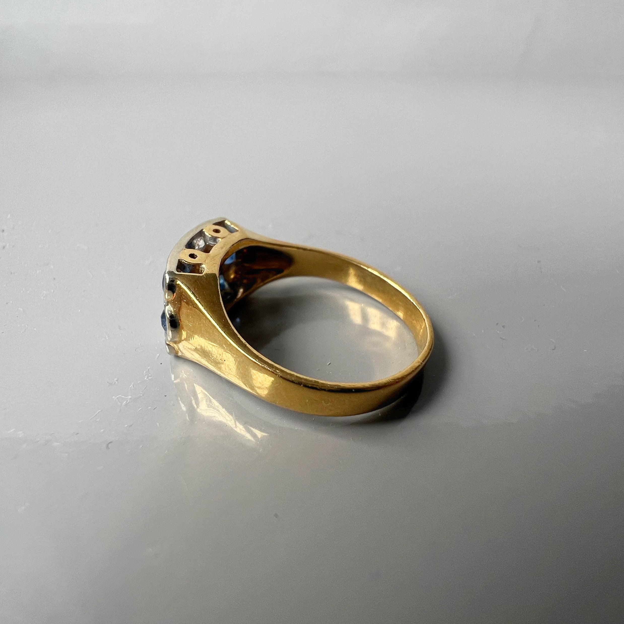 Vintage Sapphire and Diamond 3 Row Ring