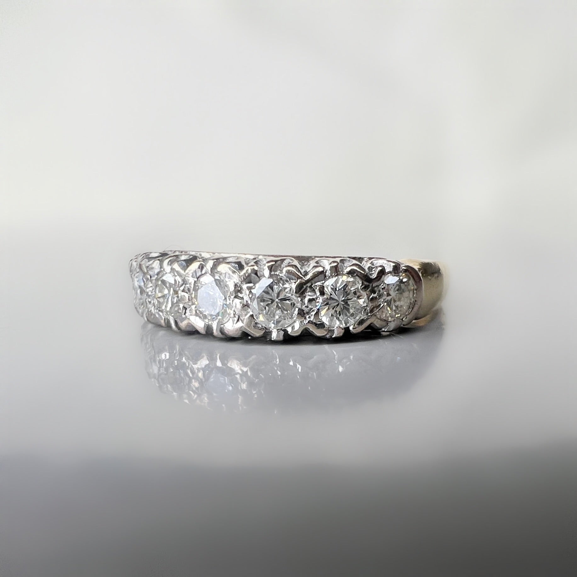 Vintage 7 Stone Diamond Half Eternity Ring