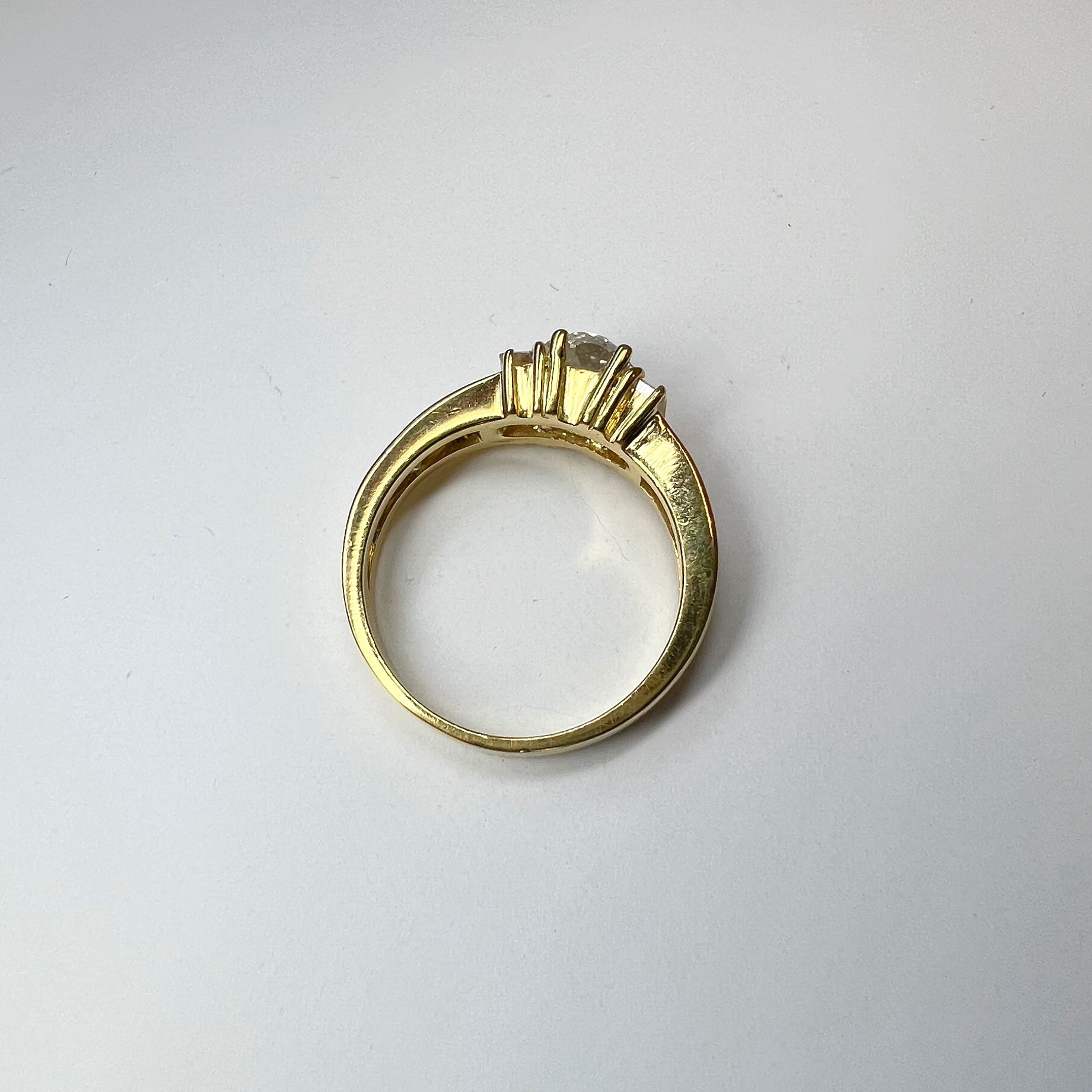1.92ct Old Cut Diamond Ring with Diamond Baguette Shoulders