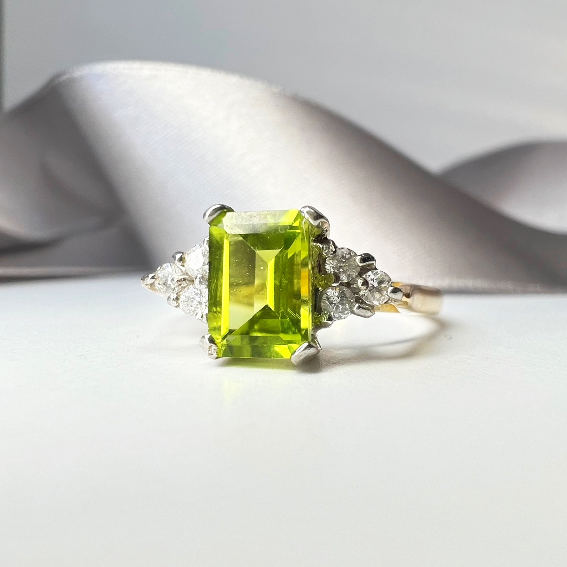 Peridot and Diamond Ring
