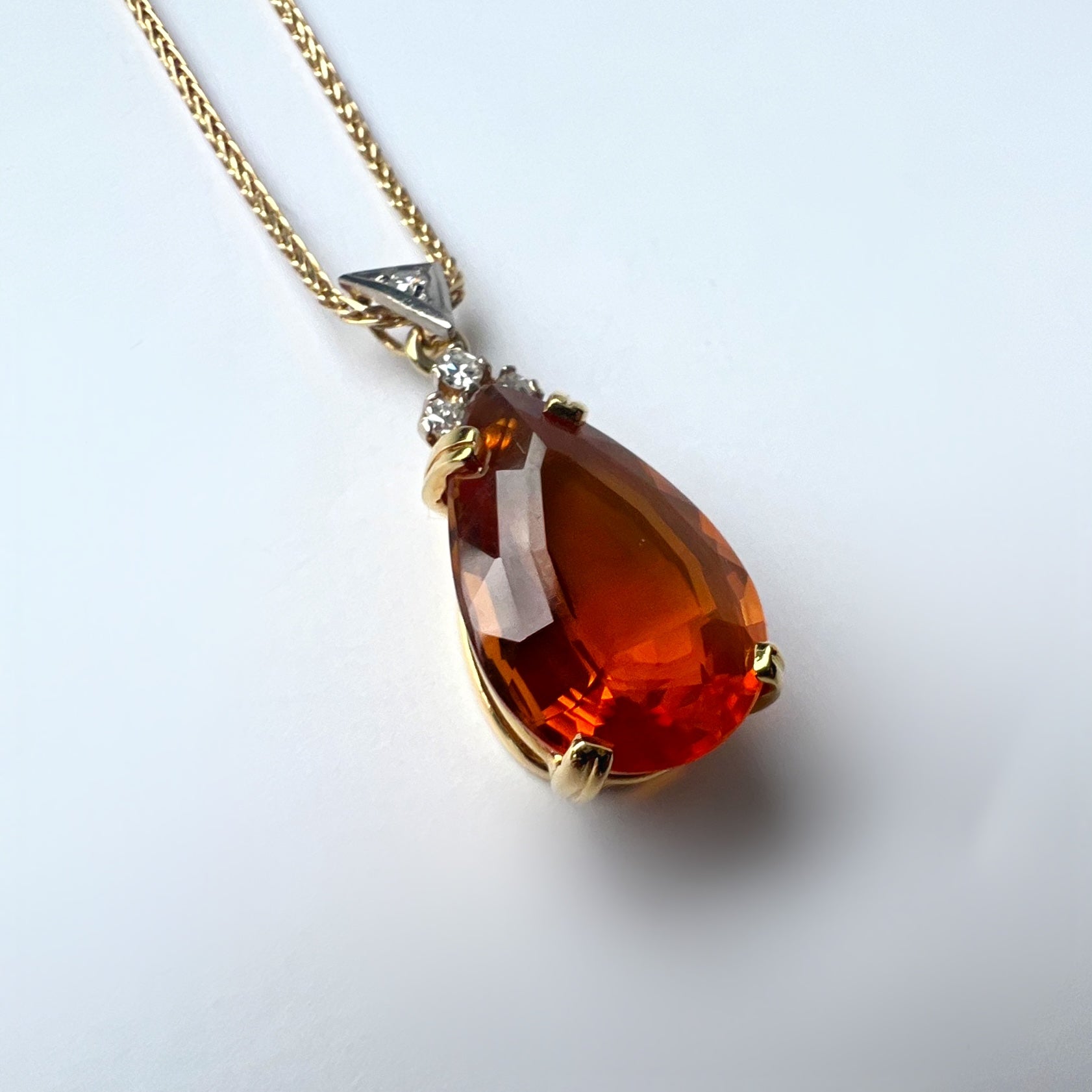 Fire Opal and Diamond Pendant
