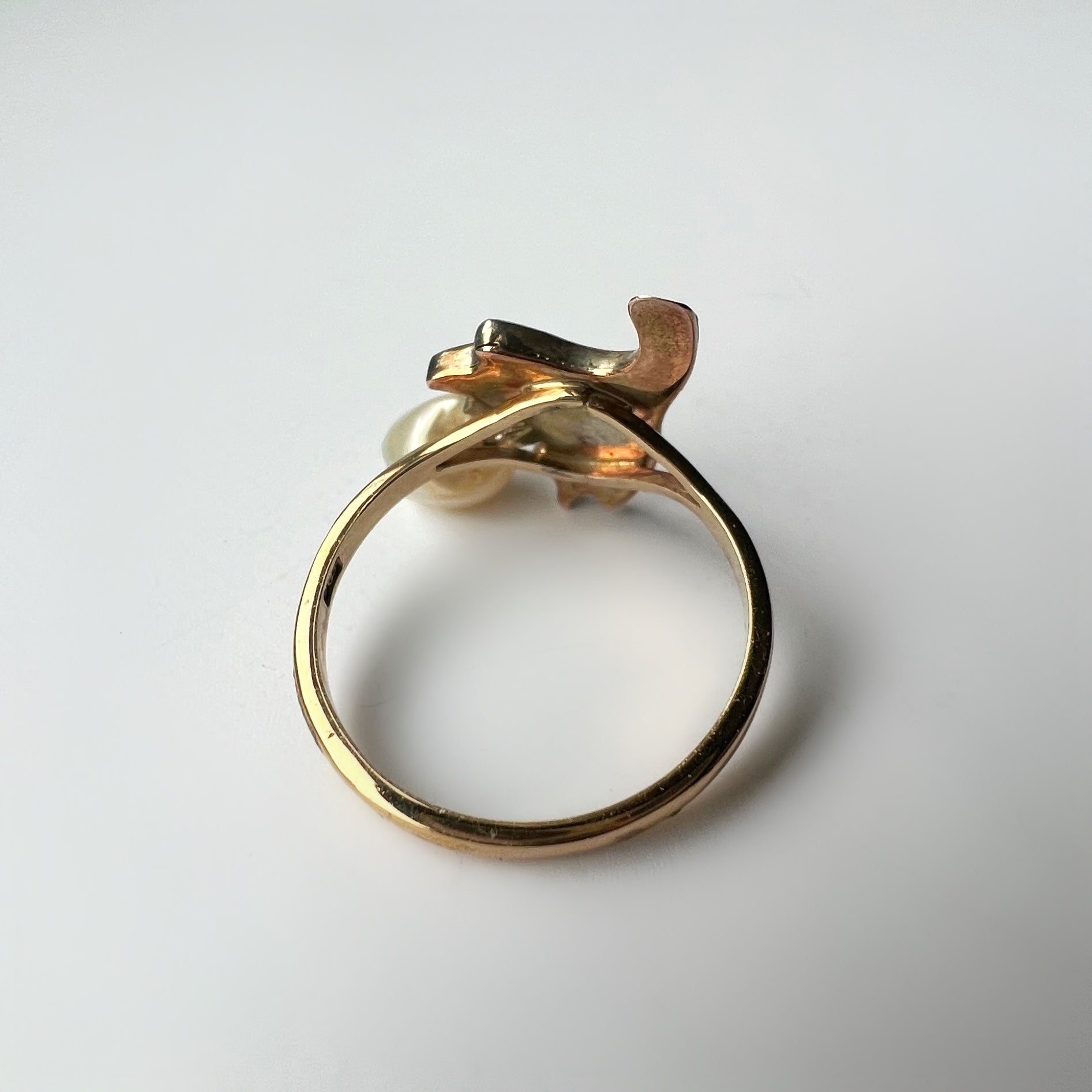 Vintage Pearl and Diamond Flower Ring