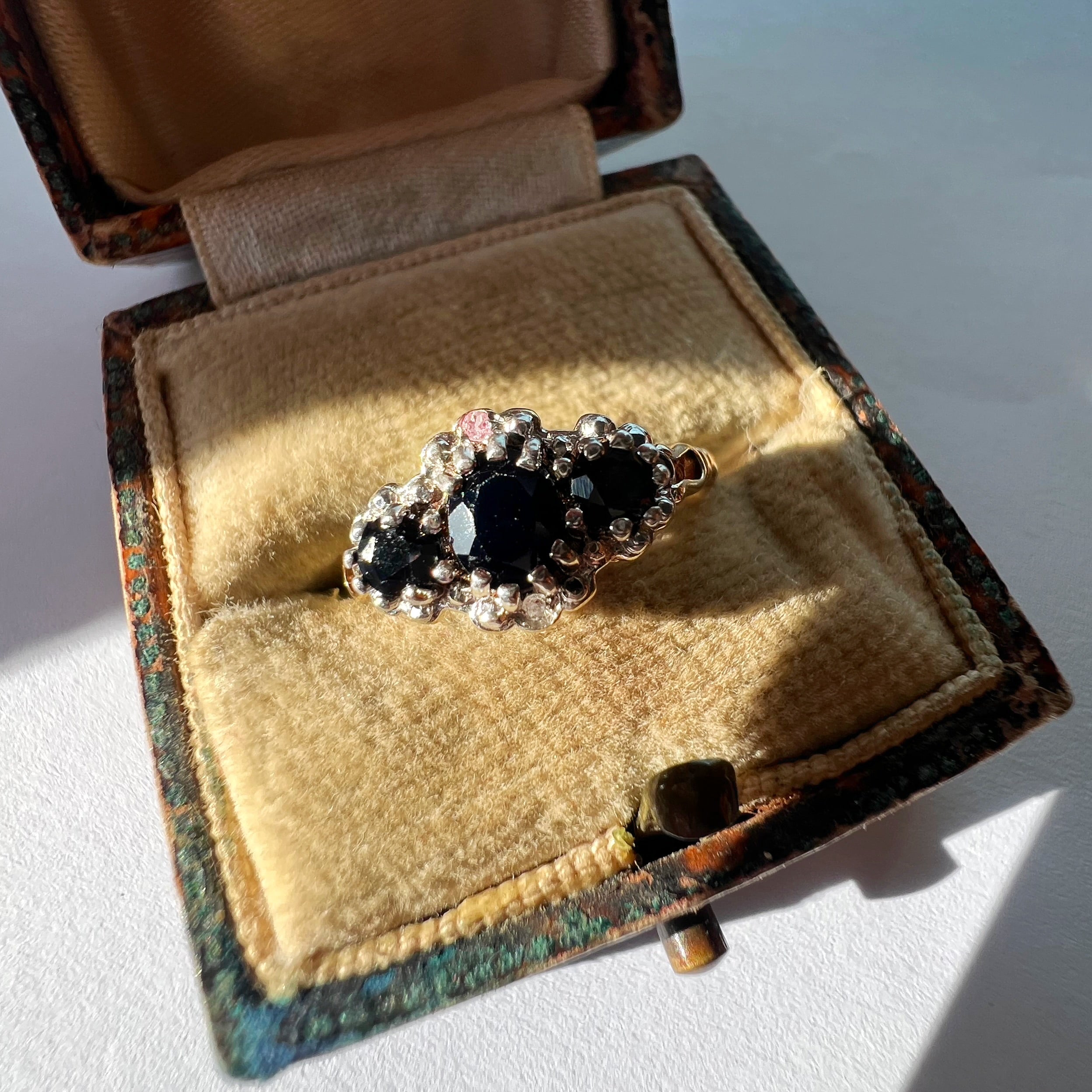 3 Stone Sapphire and Diamond Ring