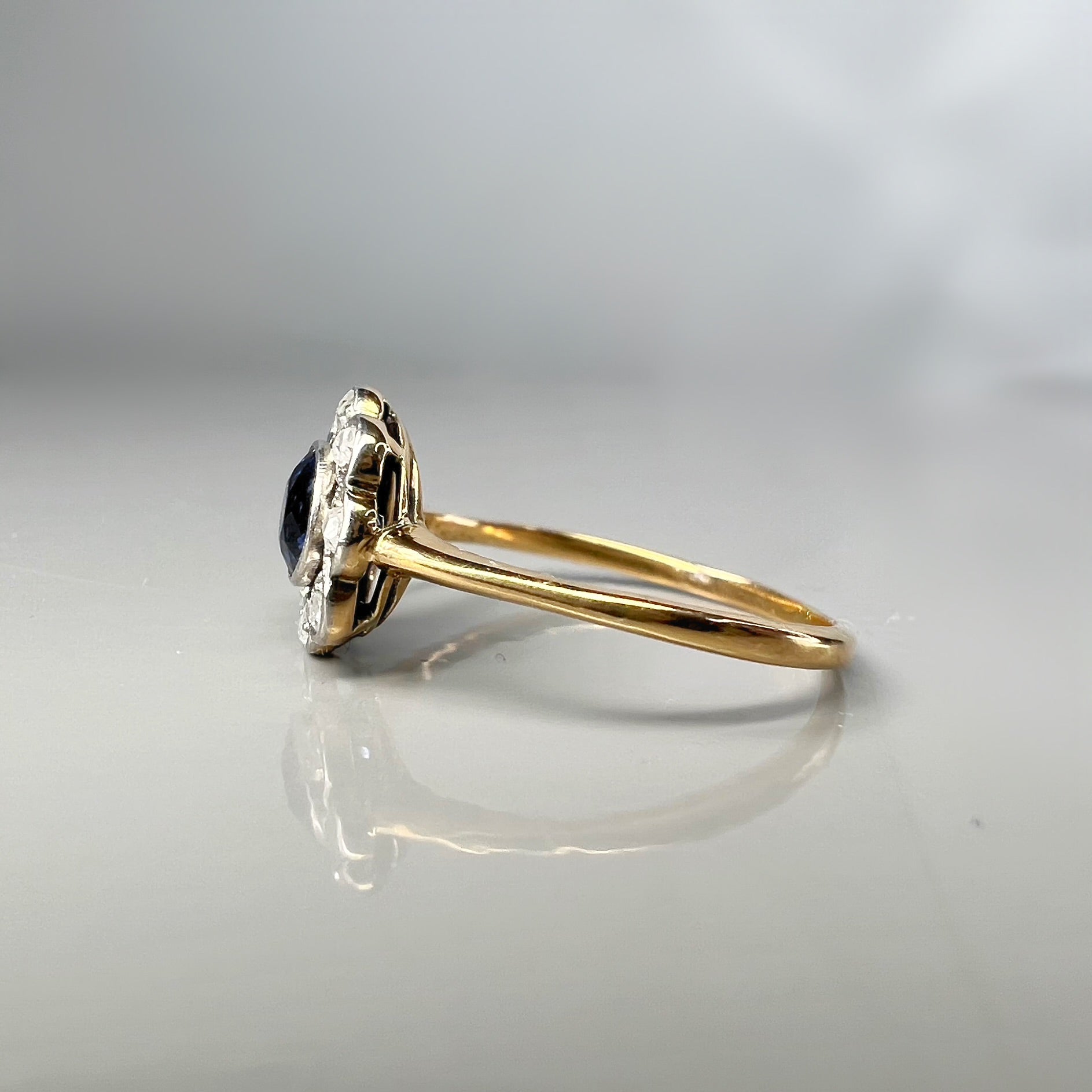 Vintage Sapphire and Diamond Cluster Ring