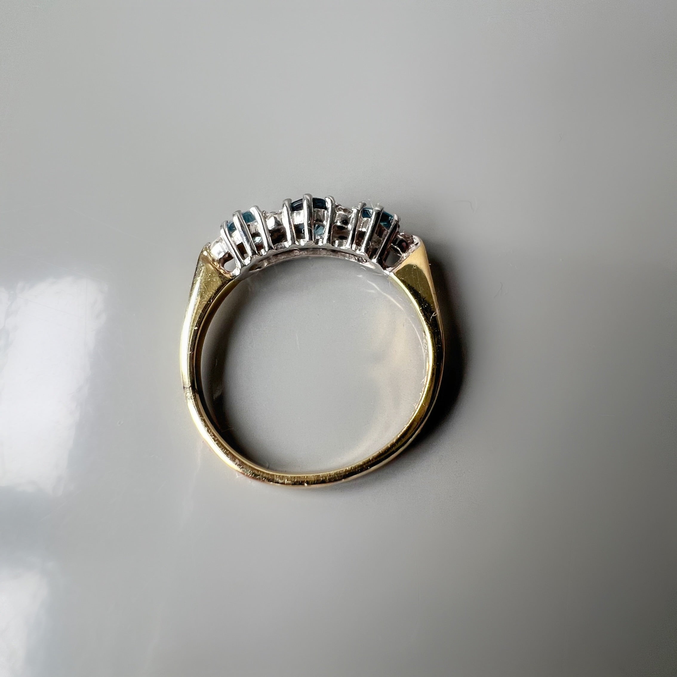 Vintage Blue Topaz and Diamond 9ct Gold Ring