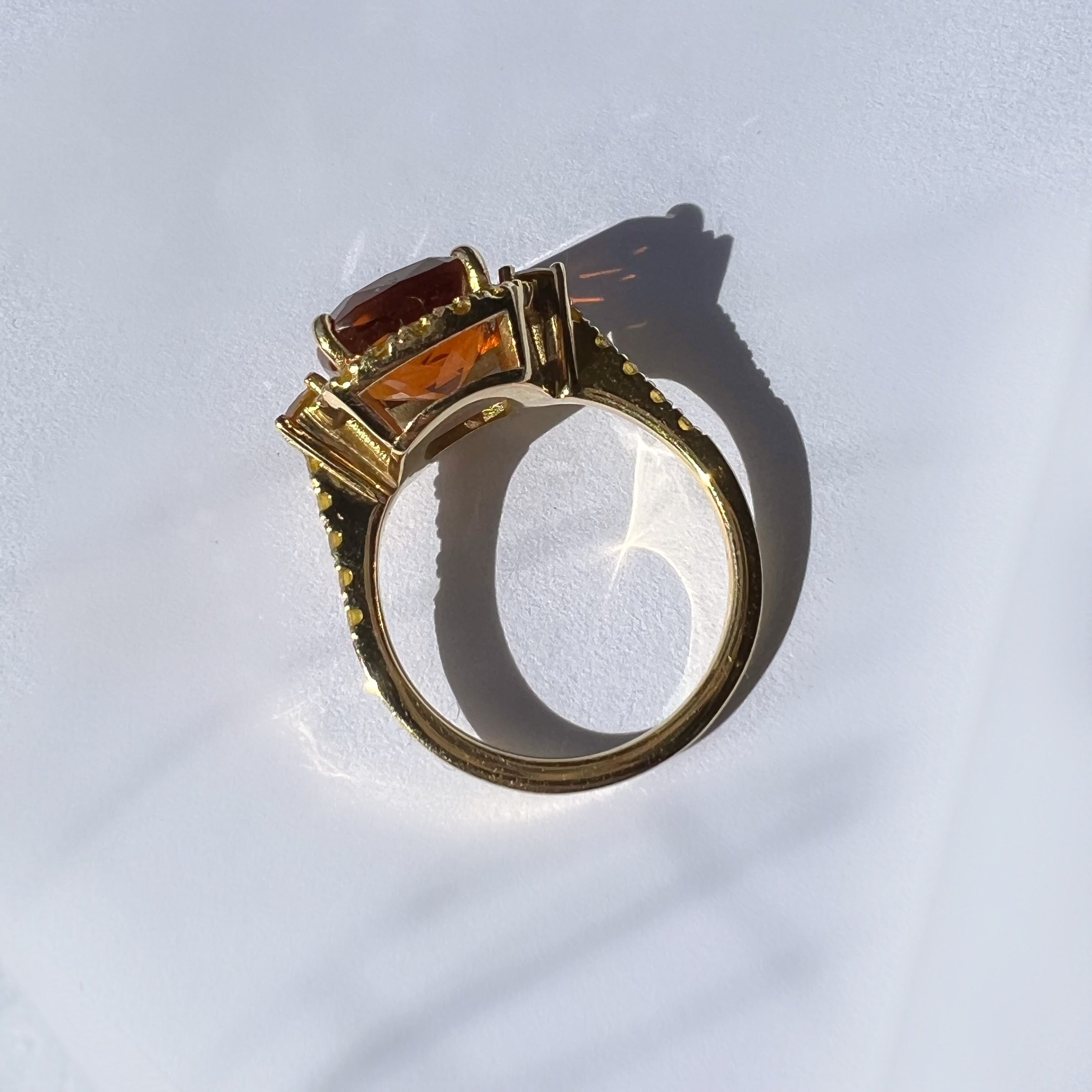Yellow Diamond and Madeira Citrine Cocktail Ring