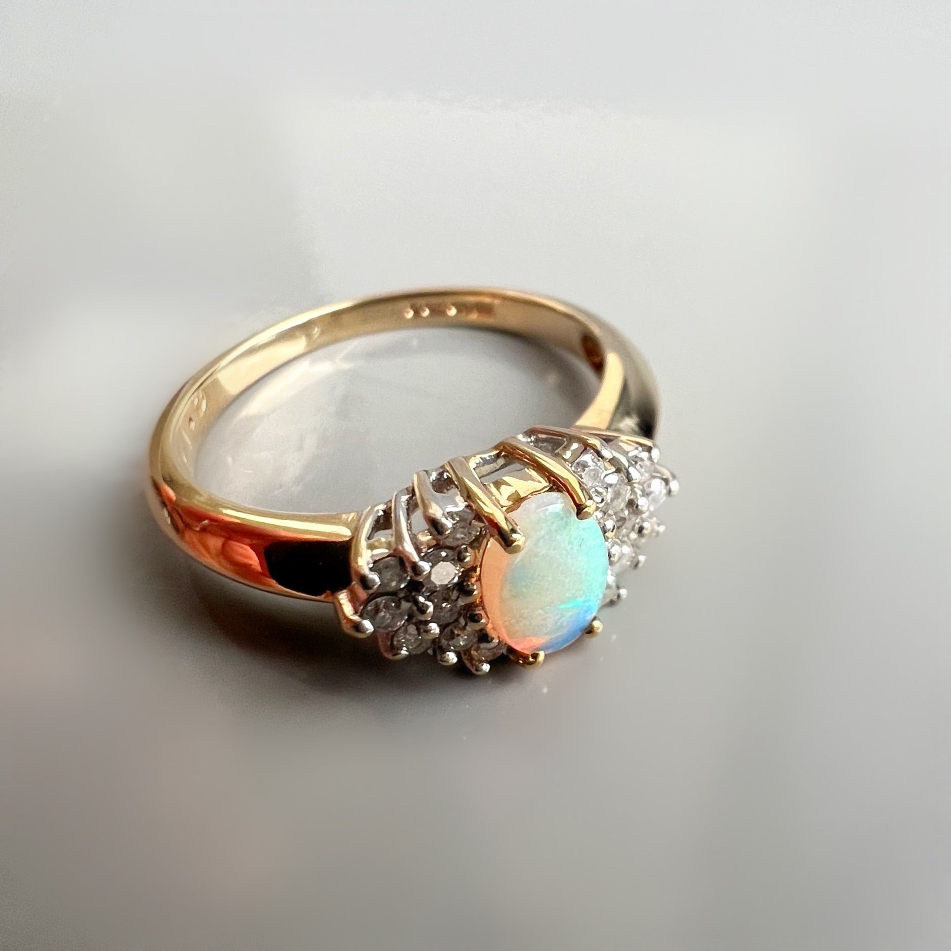 Vintage Opal and Diamond Ring