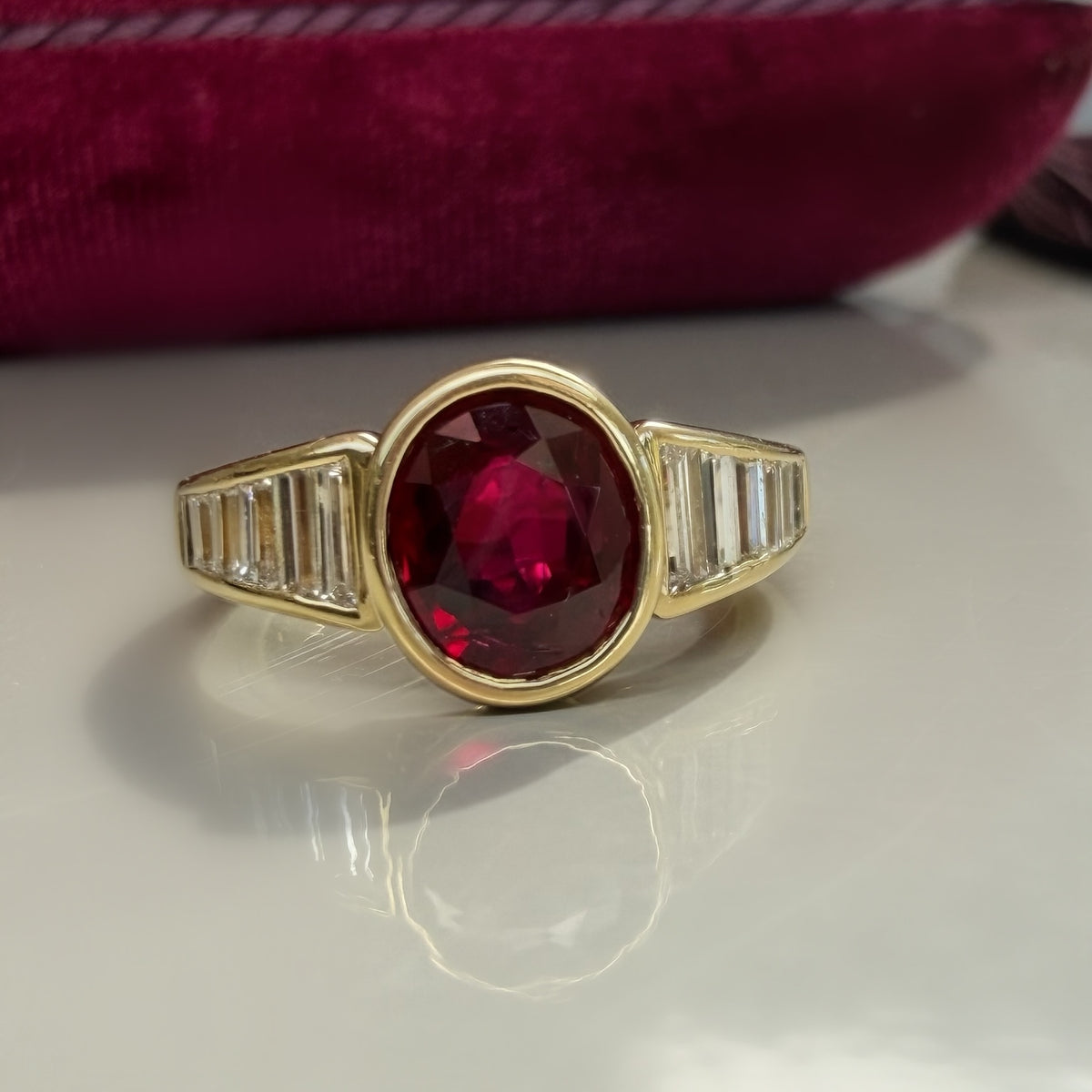 2.00ct Unheated Ruby and Diamond Vintage Ring