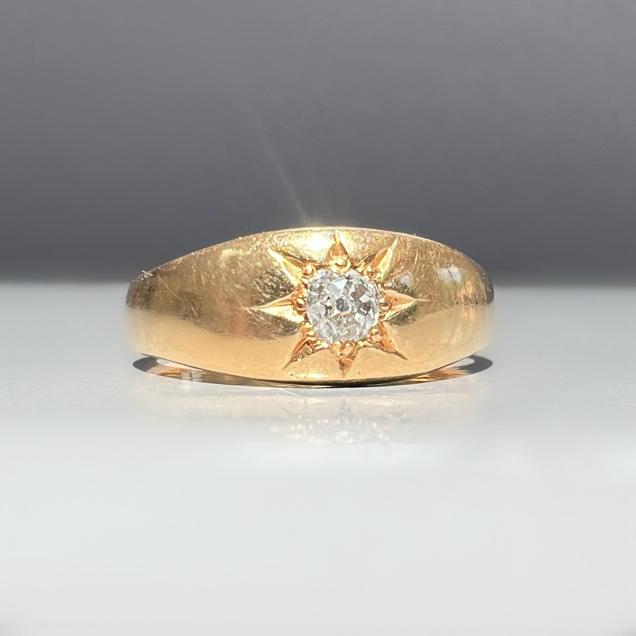 Old Cut Diamond Starburst Pinky Ring