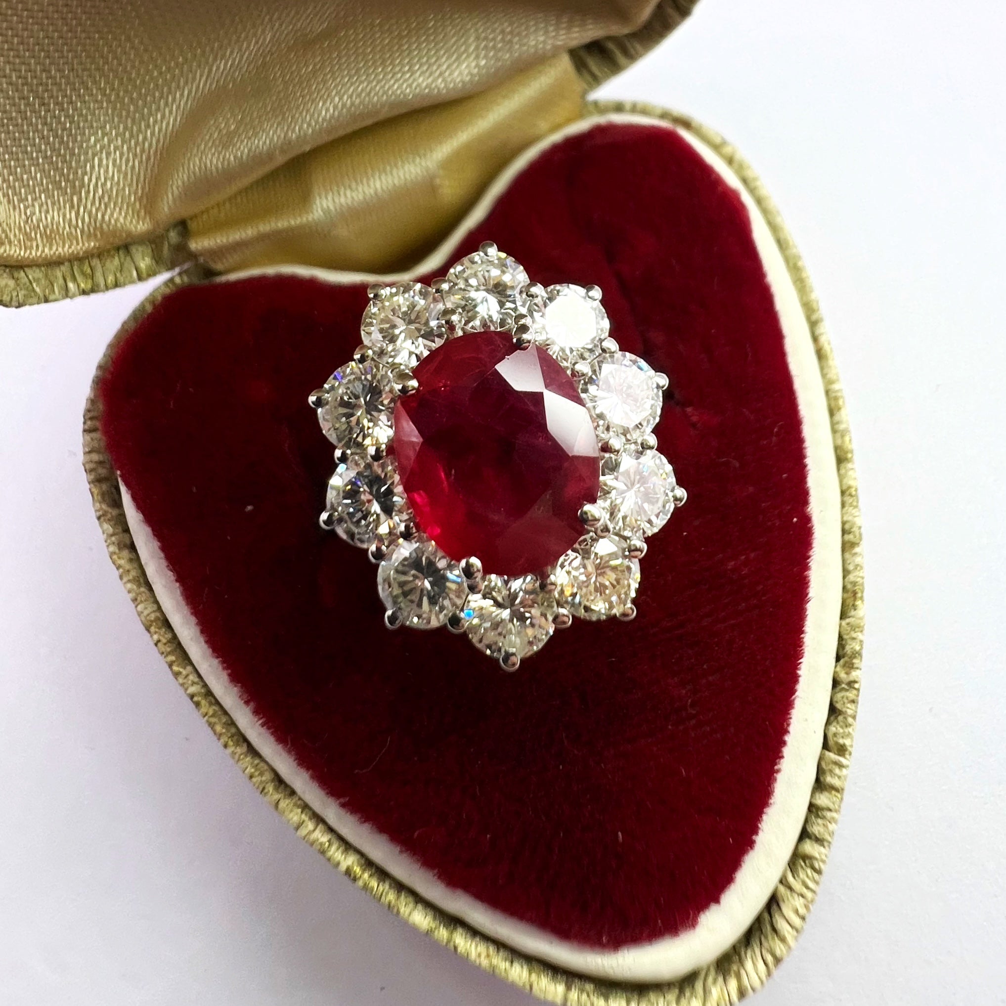 Large 2.47ct Ruby and Diamond Cluster Ring