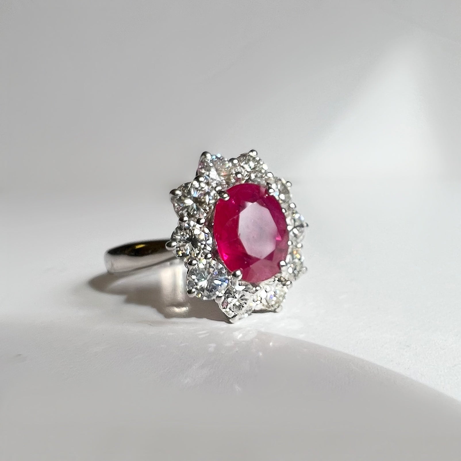 Large 2.47ct Ruby and Diamond Cluster Ring