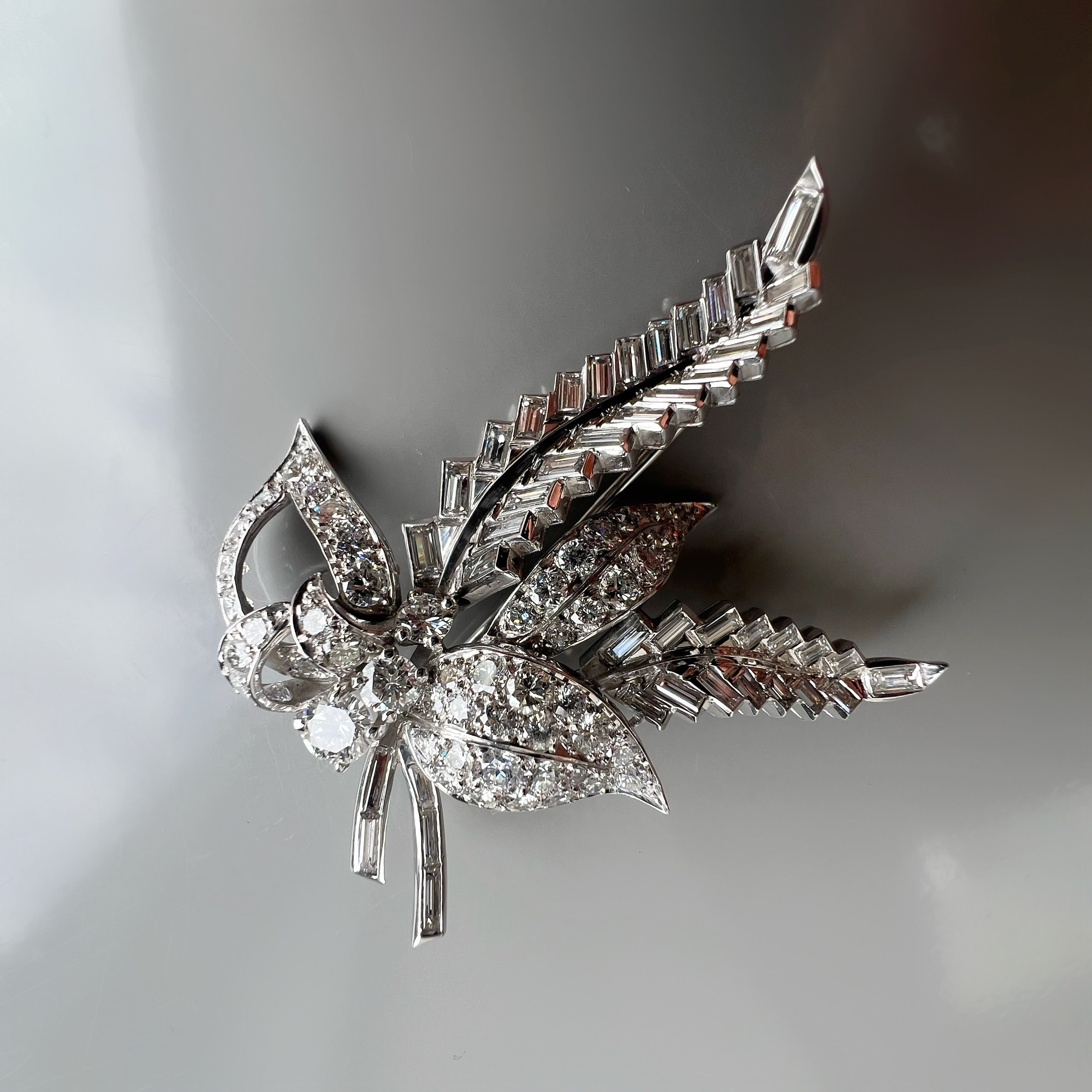 Vintage 4.5ct Diamond Leaf Spray Brooch