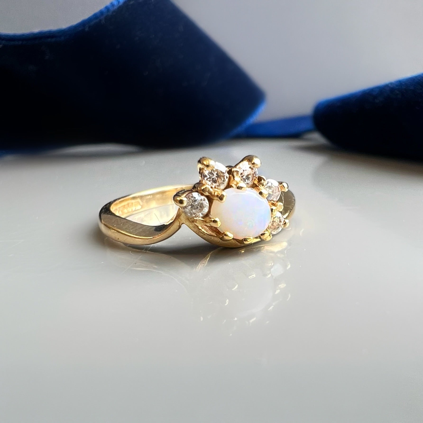 Pretty Opal and Diamond Dress Ring