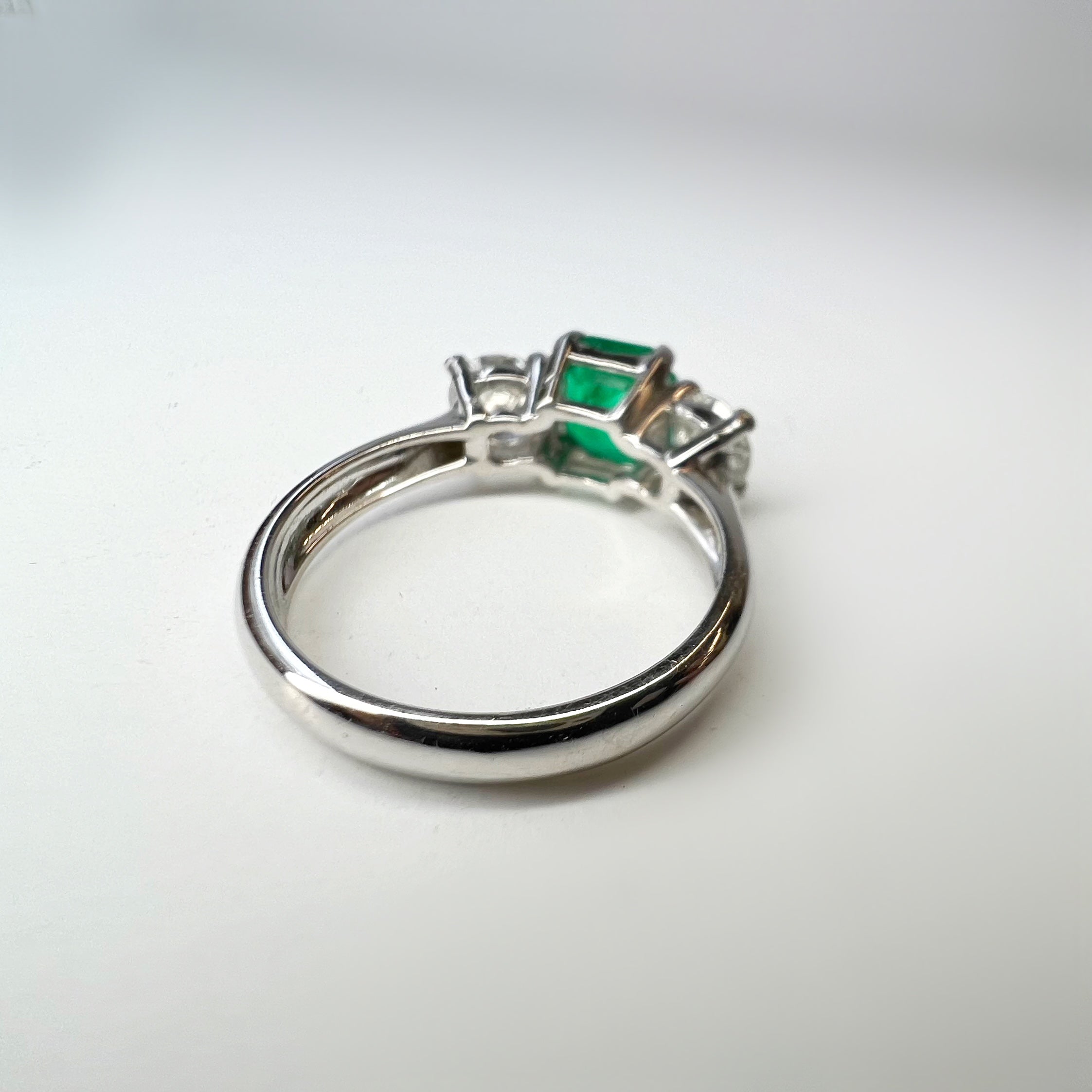 1.26ct Colombian Emerald and 1.02ct Diamond Trilogy Ring
