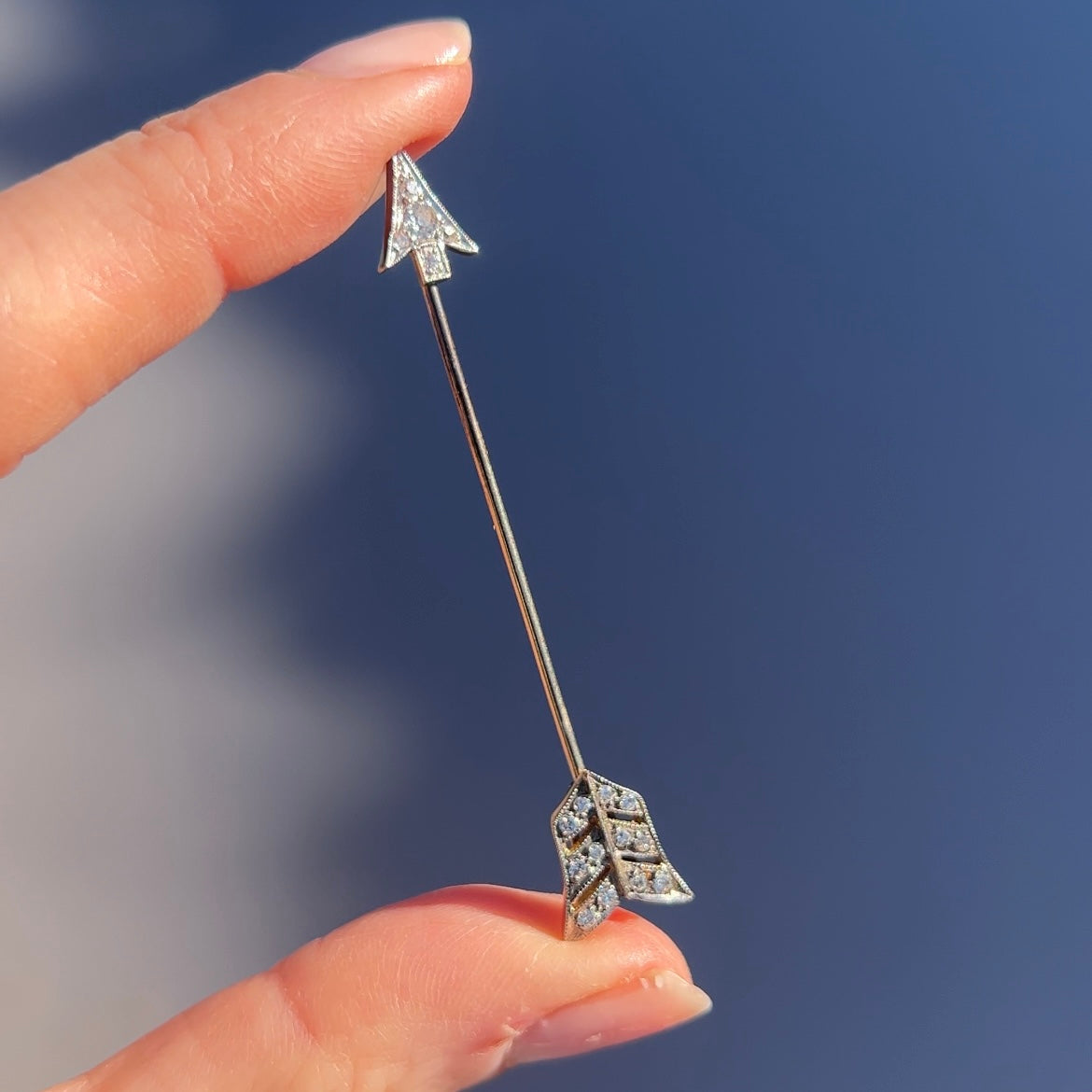 Antique Diamond Arrow Jabot Pin; Necklace Conversion