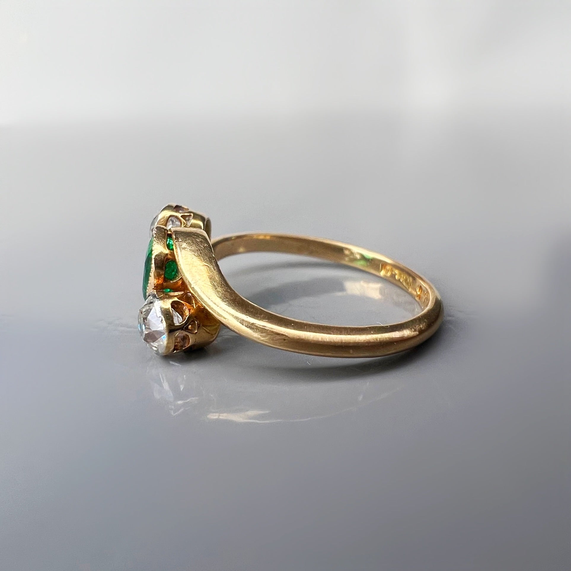 Antique Emerald and Diamond Trilogy Ring