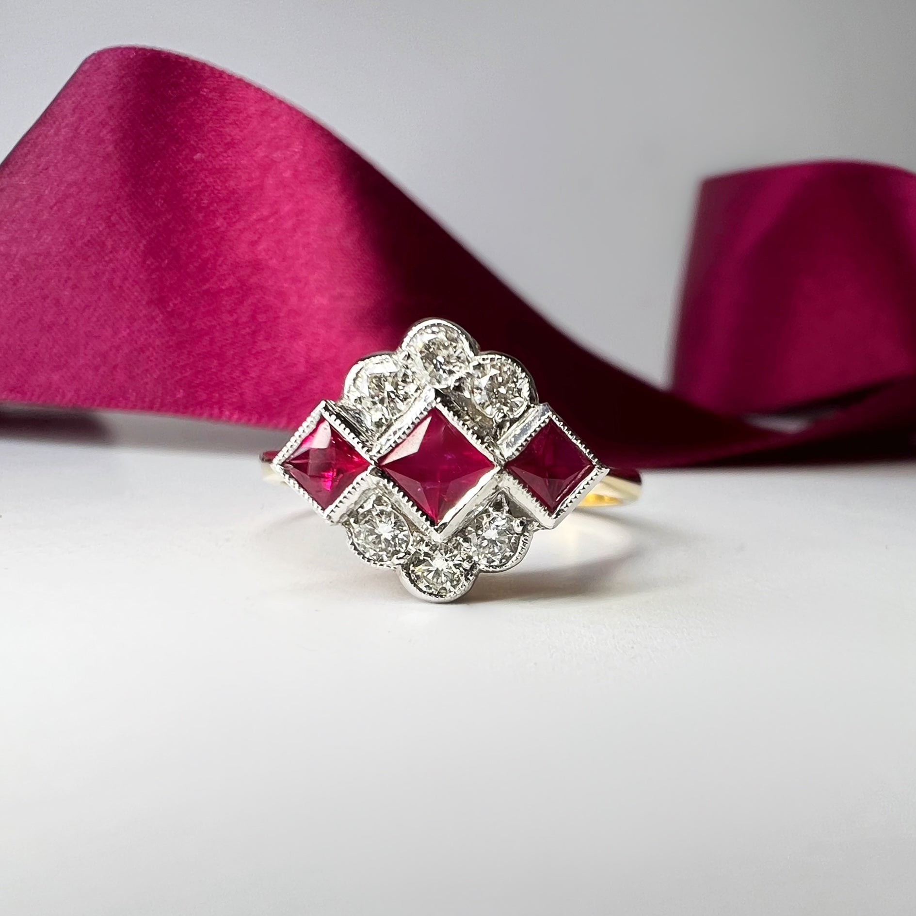 Ruby and Diamond Art Deco Style Ring