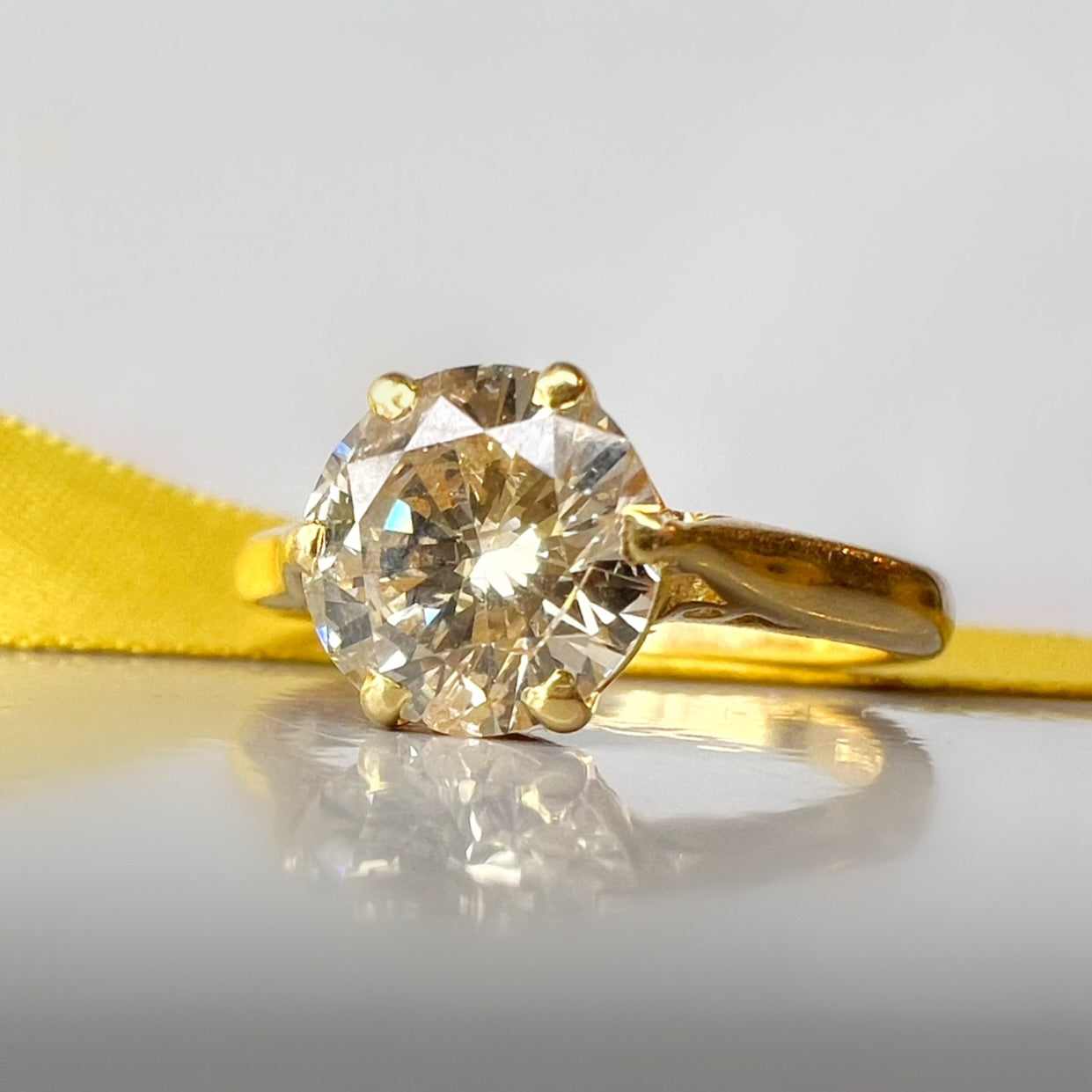 Vintage 1.70ct Fancy Light Yellowish Brown Diamond Solitaire Ring