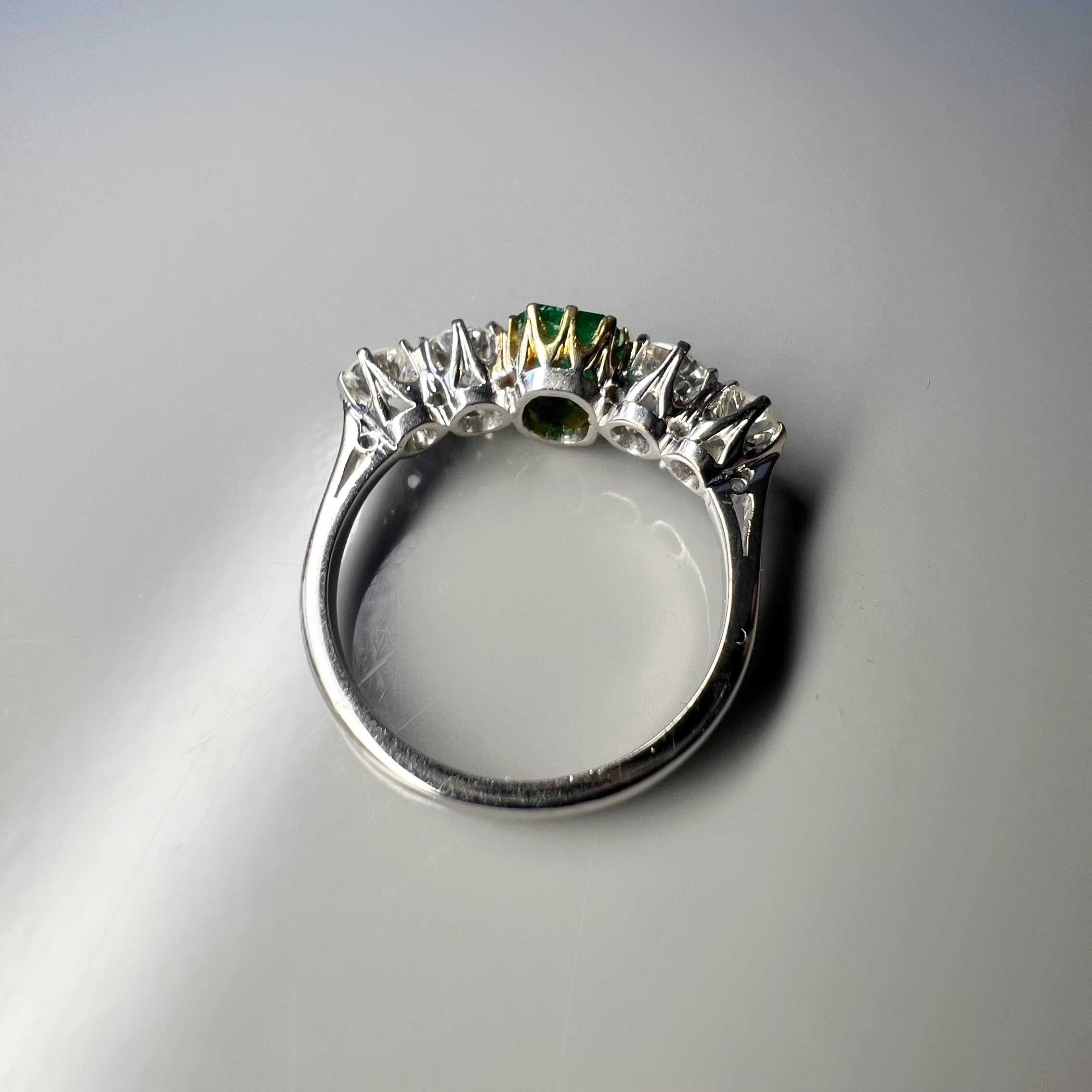 Emerald and Diamond 5 Stone Ring
