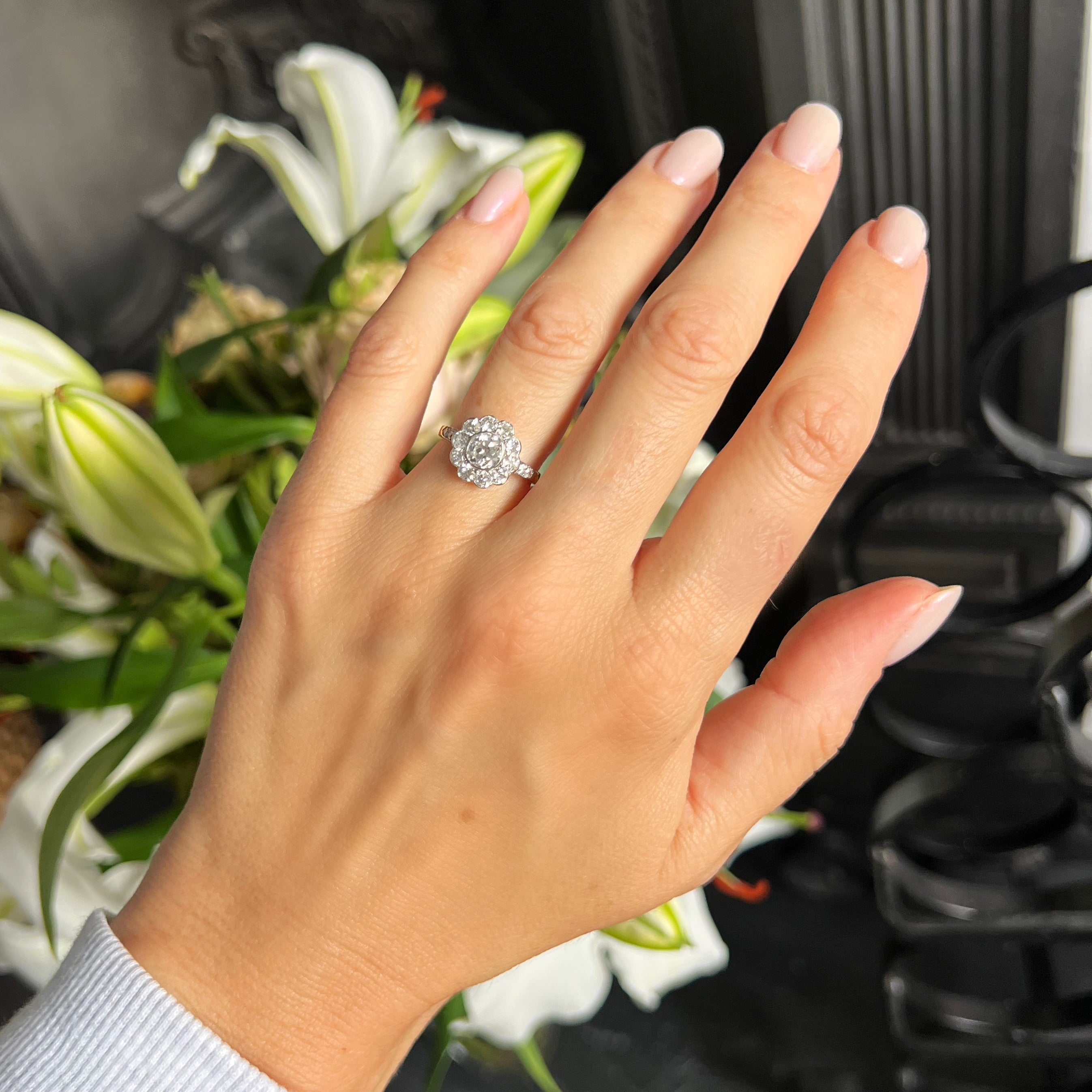 Antique Diamond Daisy Cluster Ring