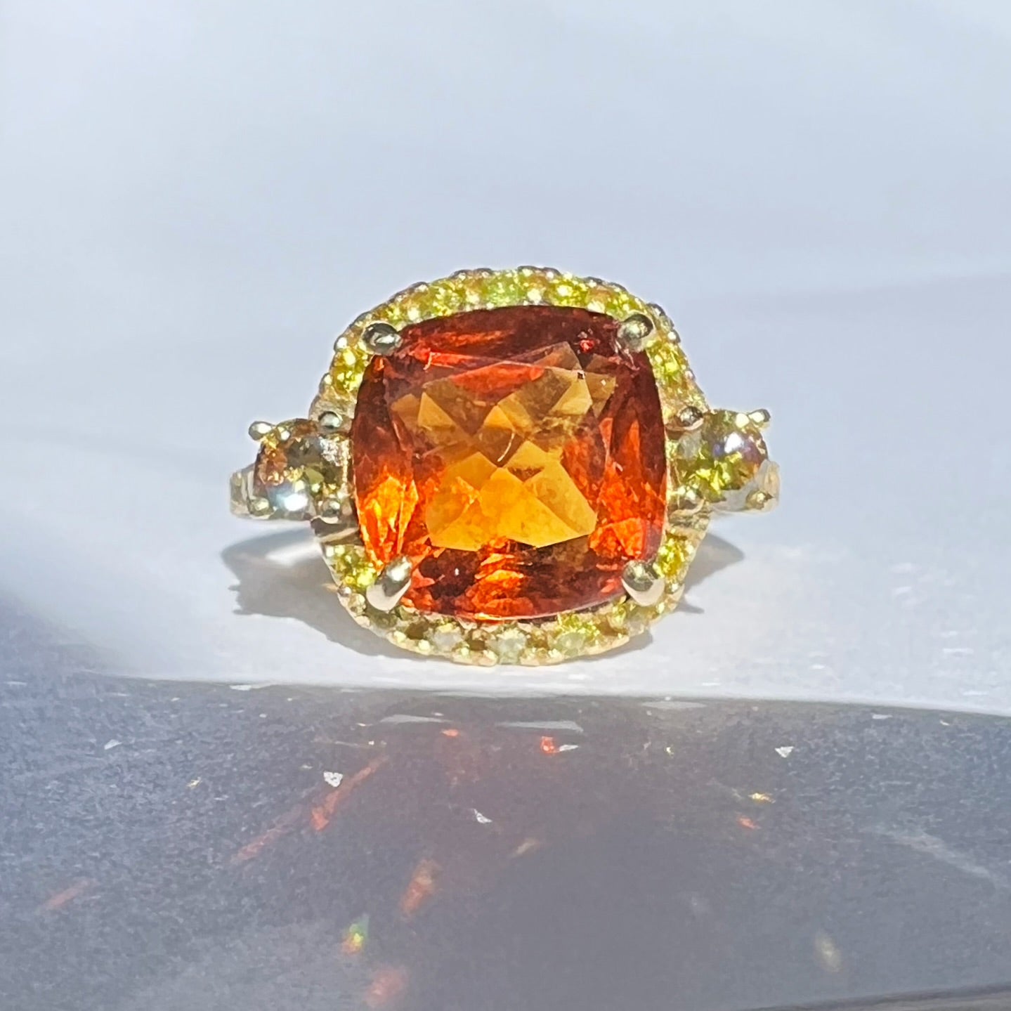 Yellow Diamond and Madeira Citrine Cocktail Ring