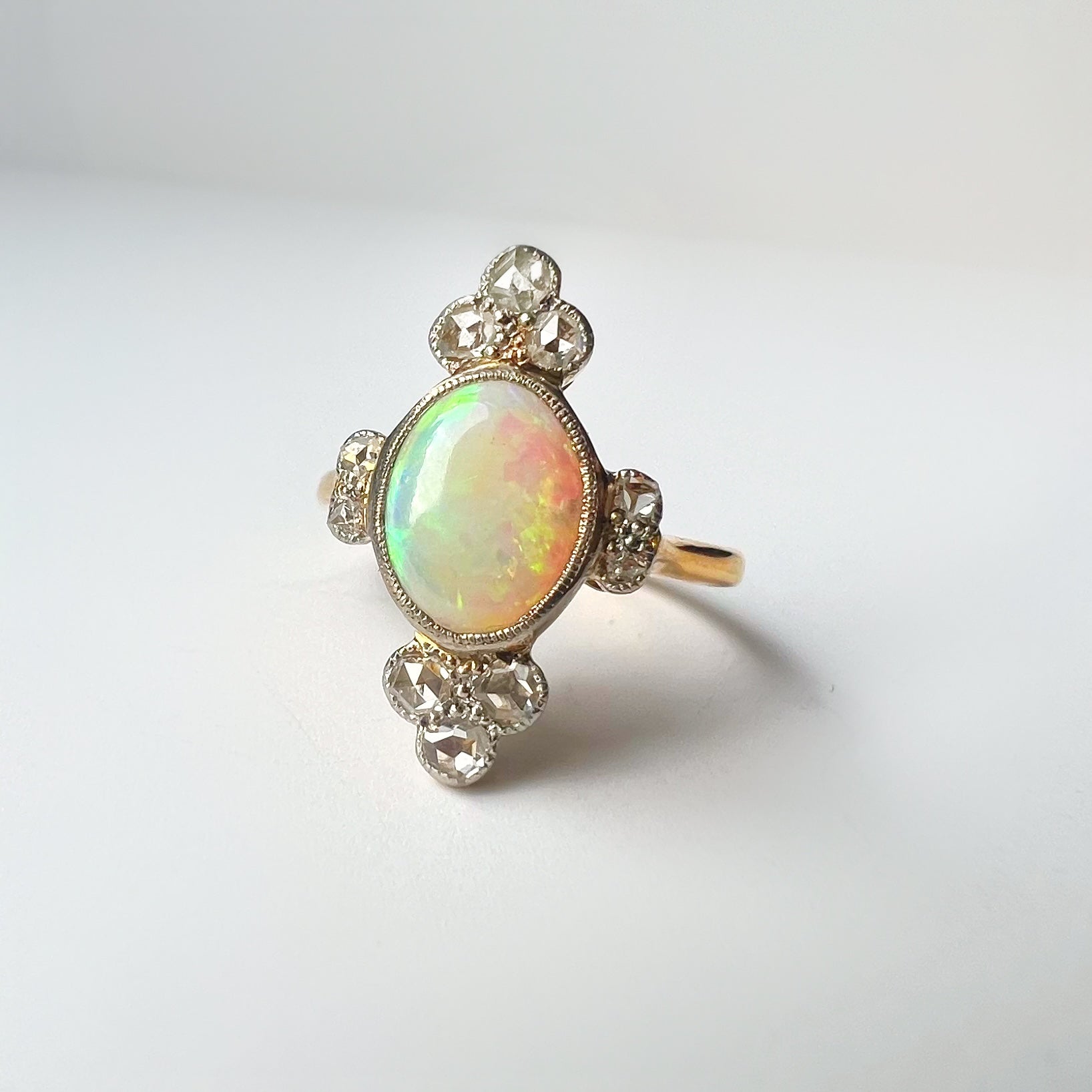 Ornate Antique Opal and Diamond Ring